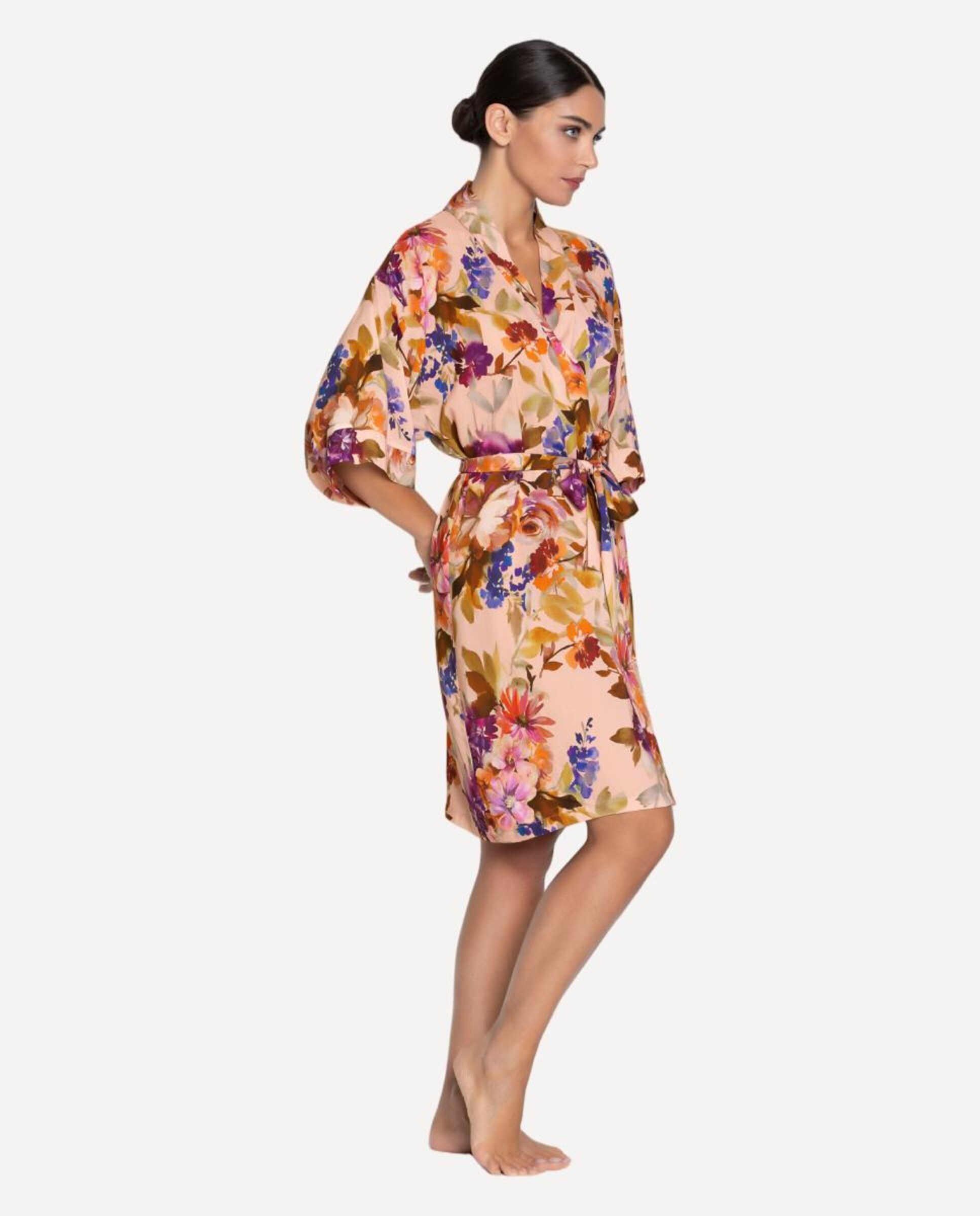 Robe com Cinto e Manga 3/4 Rosas-3