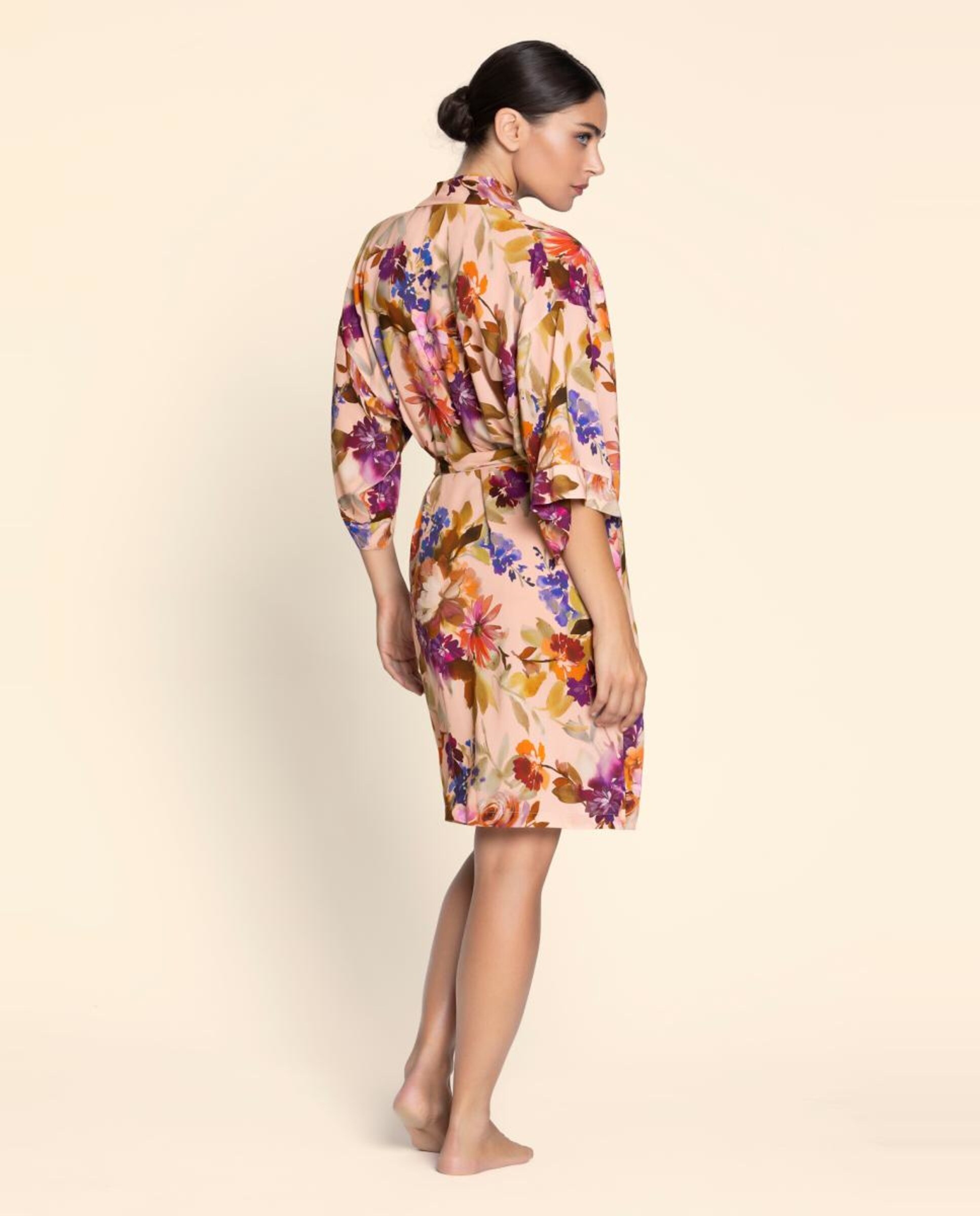Robe com Cinto e Manga 3/4 Rosas-2