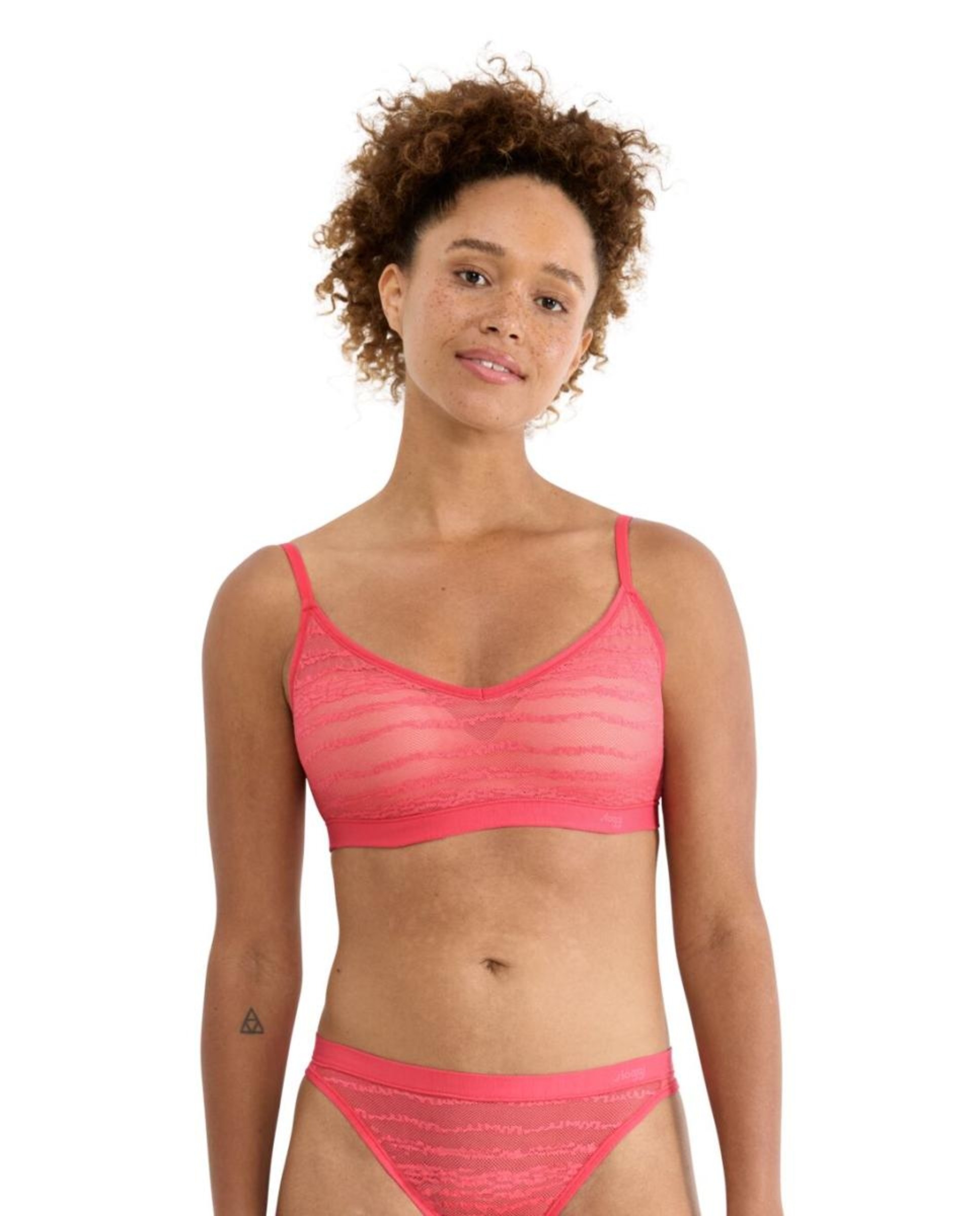 Soutien Push-Up de Renda Plano Rosa-claro-1