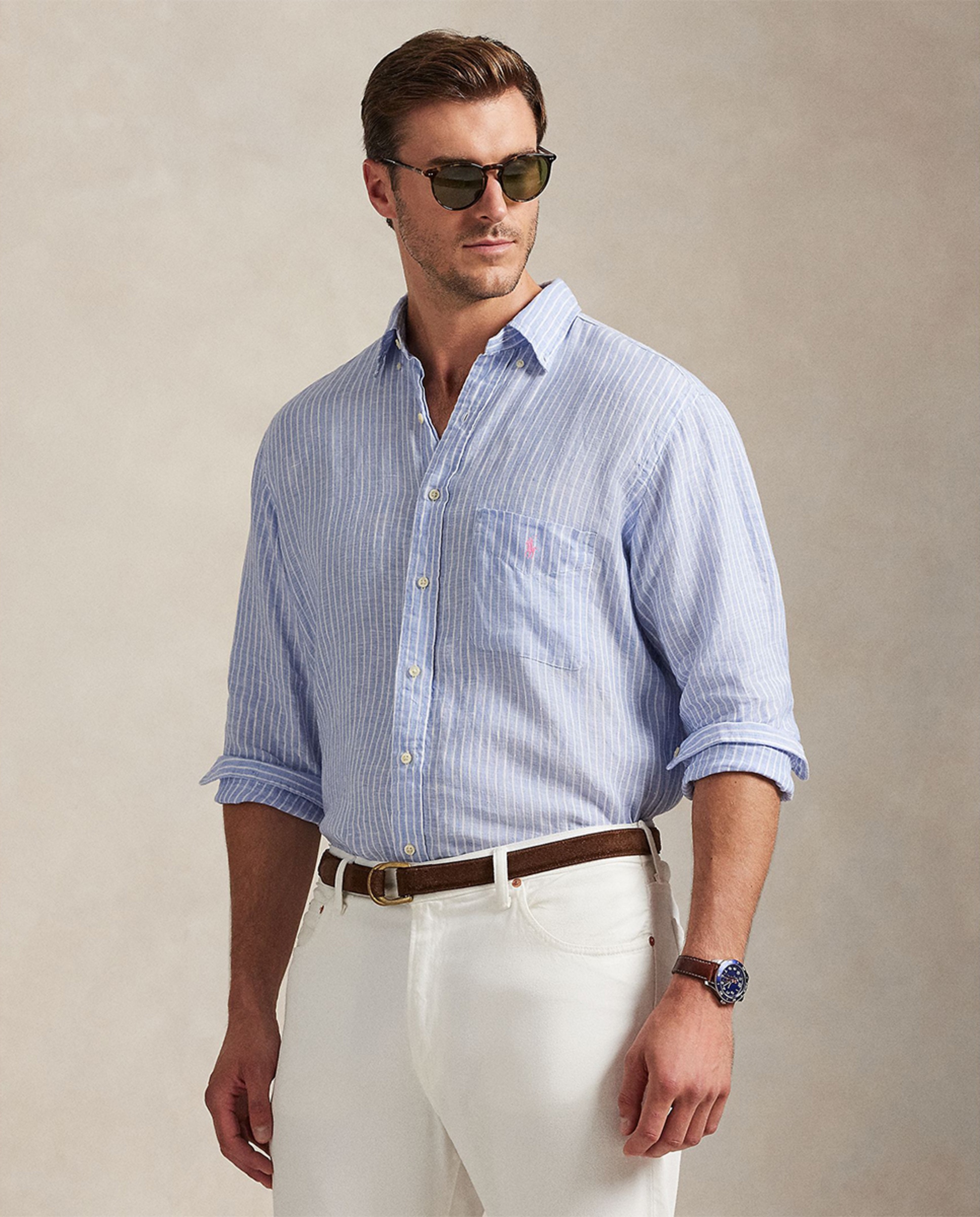 Imagem 0 de Camisa de Linho às Riscas Tamanhos Grandes