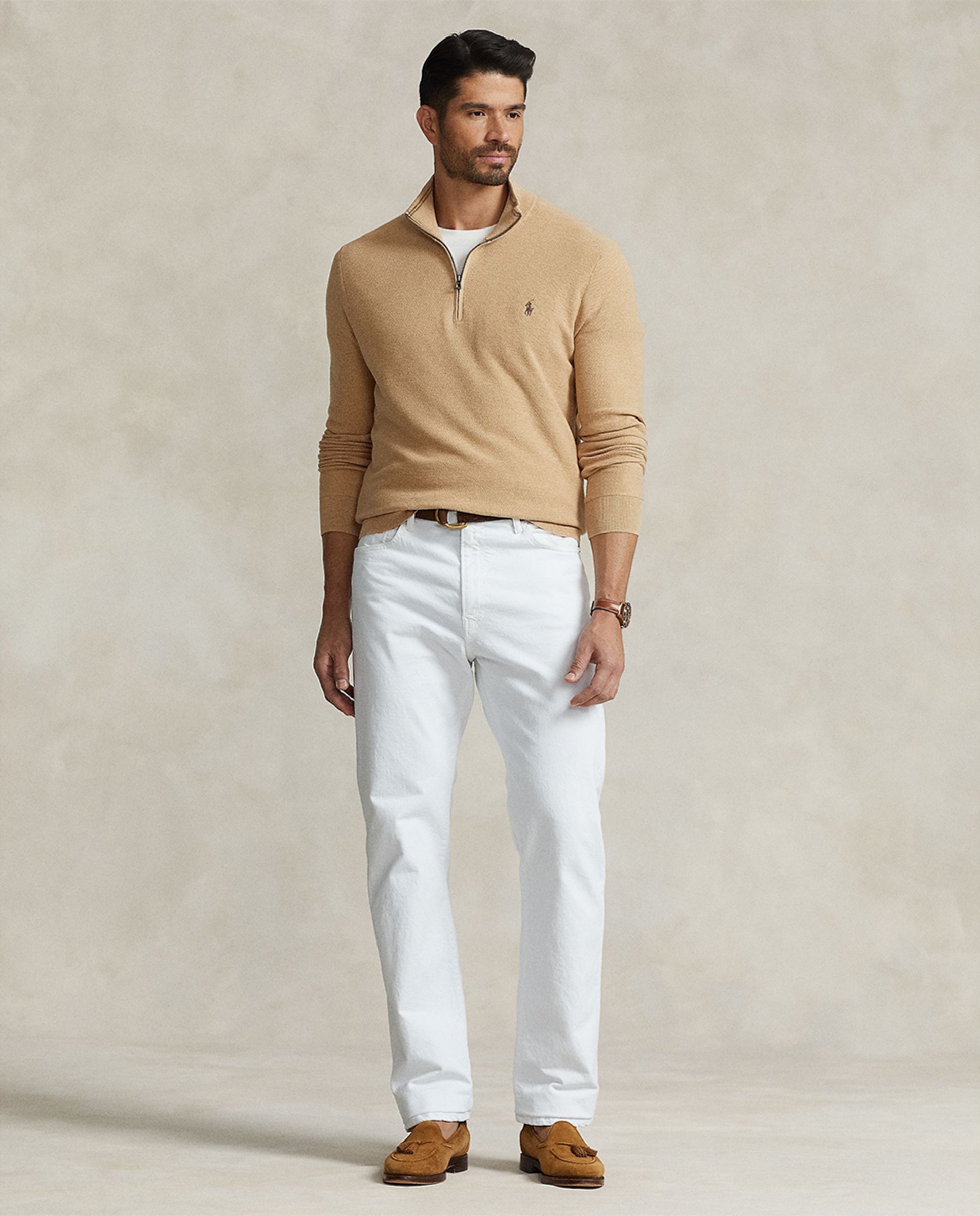 Camisola de Malha de Piqué e Algodão Tamanhos Grandes Bege-4