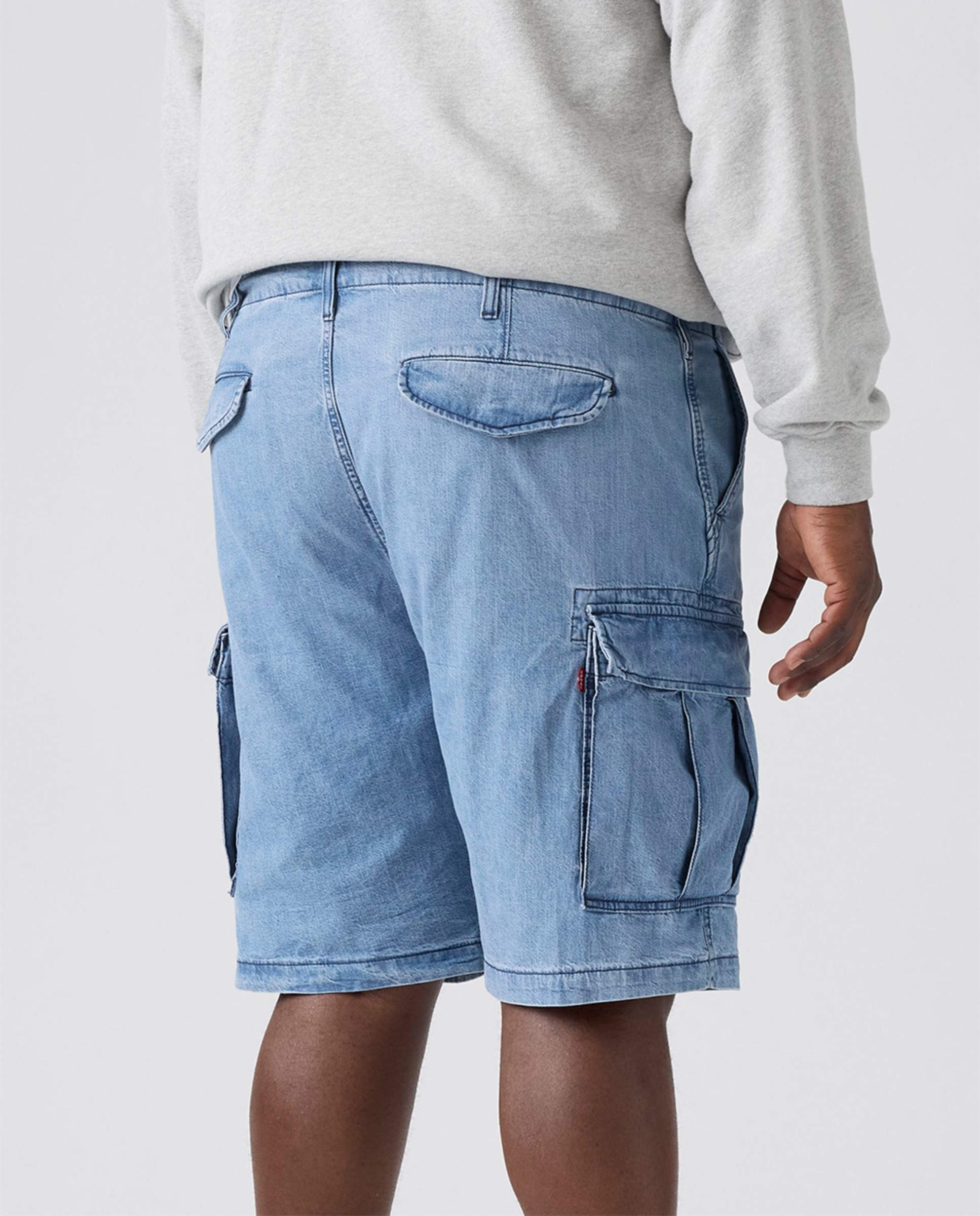 Bermudas Cargo de Algodão Tamanhos Grandes Azul-claro-2