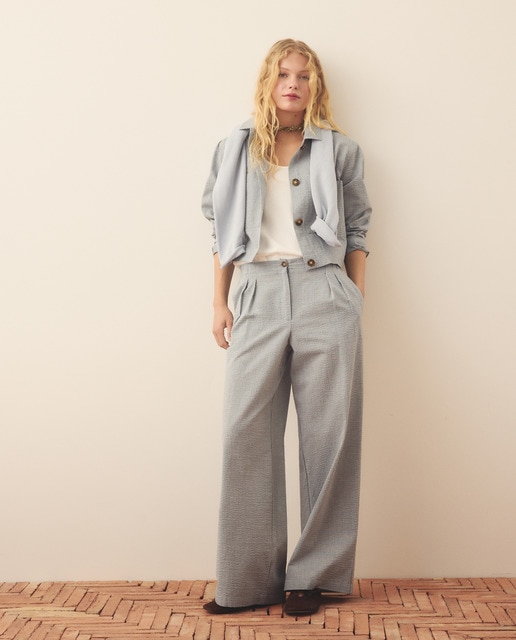 Imagen 0 de Pantalón liso gomas seersucker de mujer