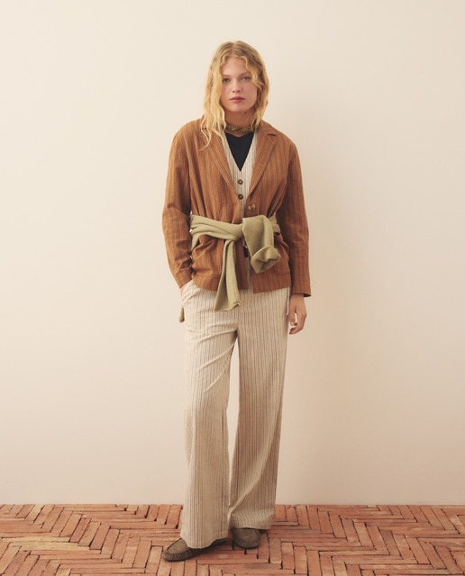 Imagen 0 de Pantalón pijamero lino rayas de mujer