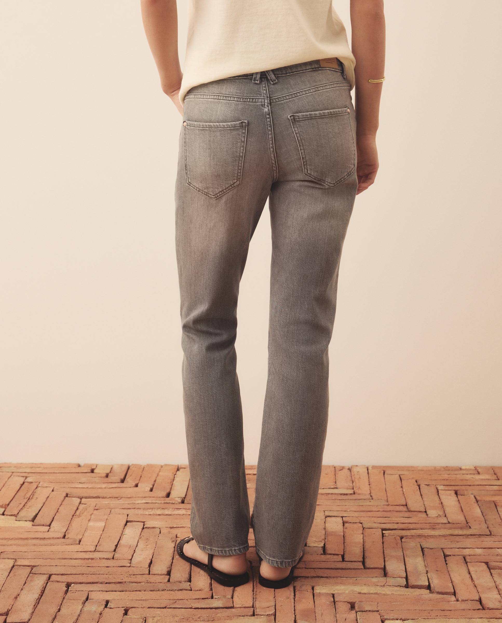 Jeans Straight de 5 Bolsos 820 Cinzento Médio-3