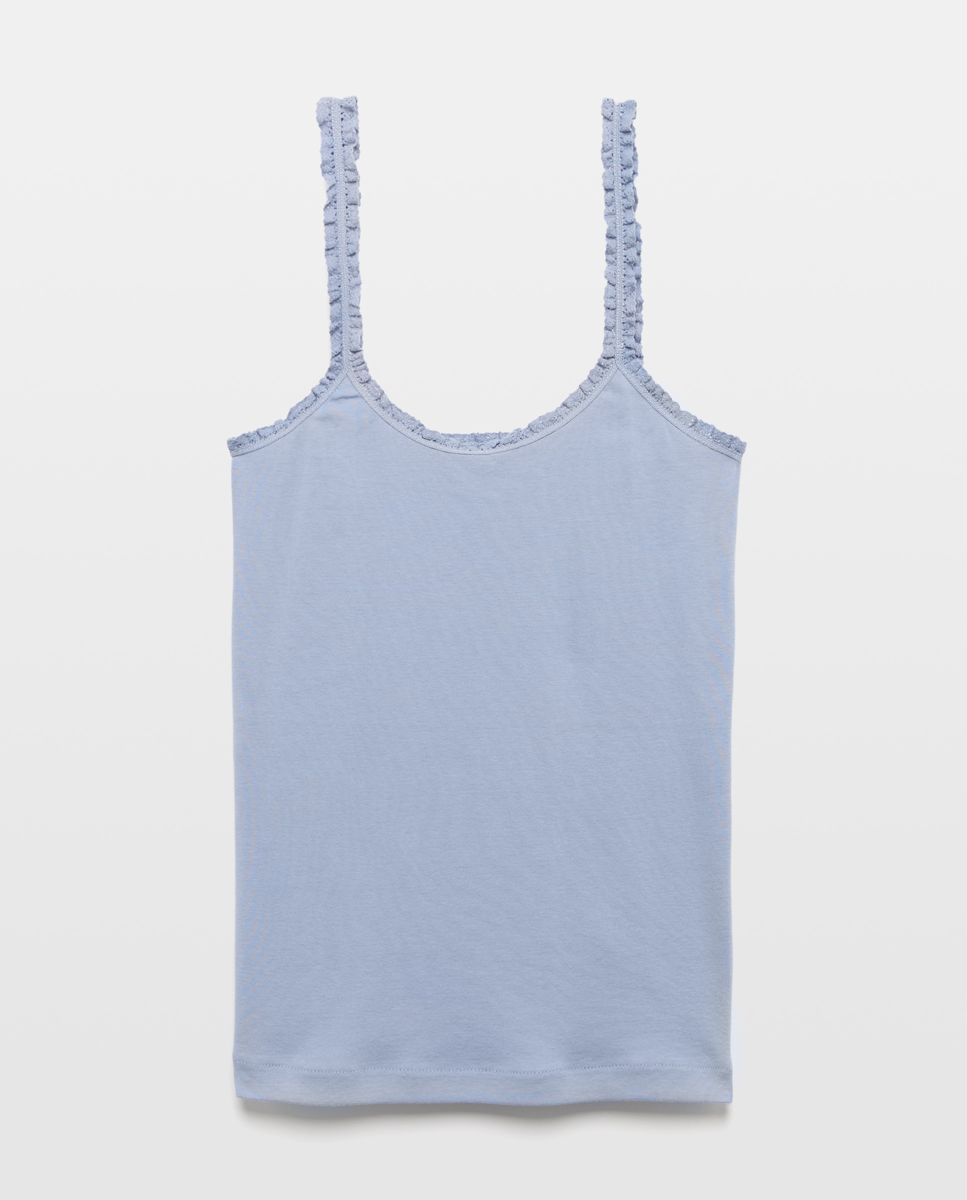 Camiseta mujer algodón tirante crochet 430 Azul oscuro-4