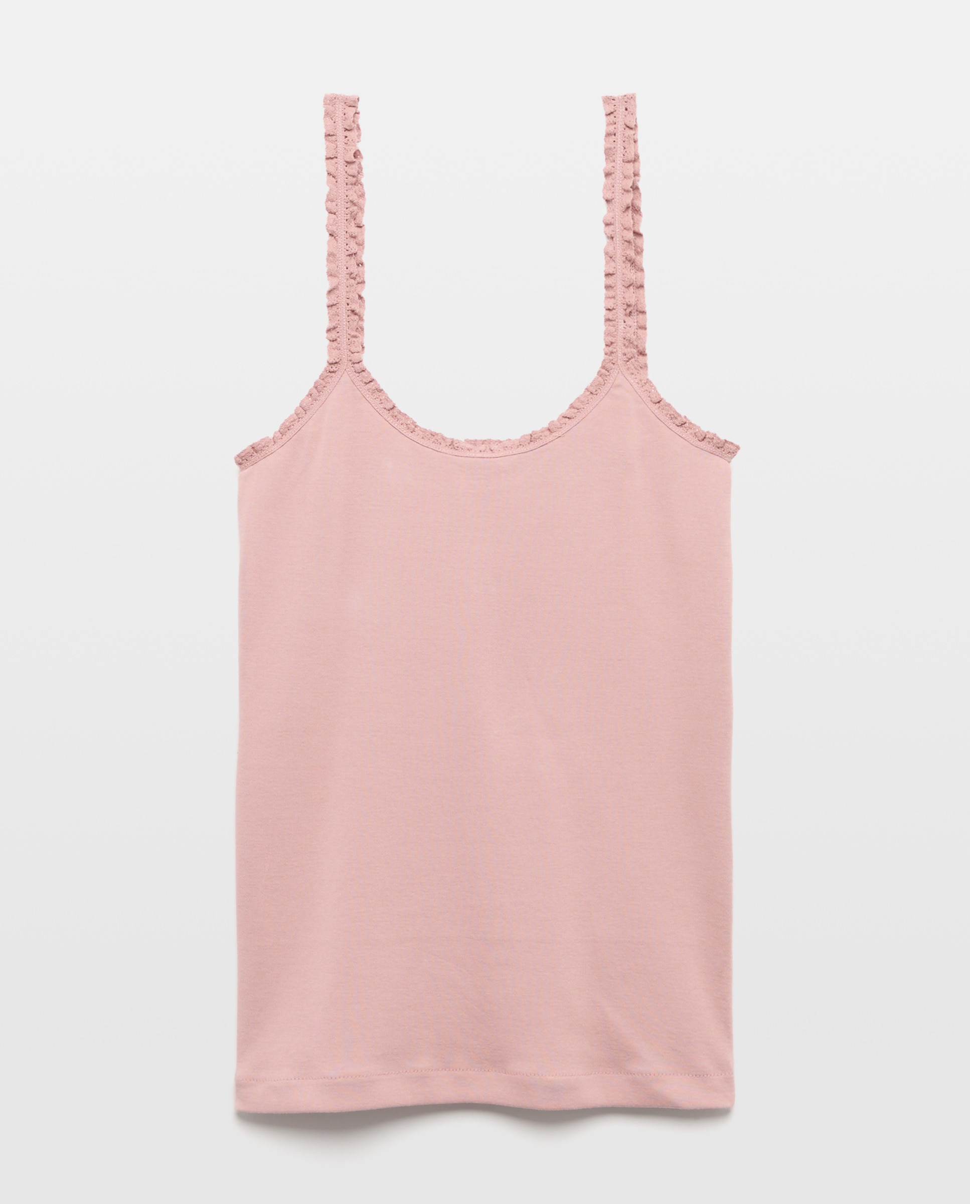 Camiseta mujer algodón tirante crochet 250 Nude-4