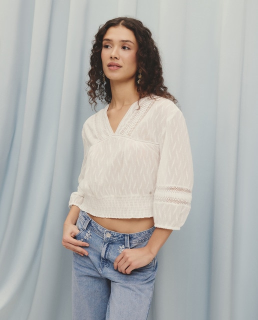 Imagem 0 de Blusa de Algodão Lisa com Manga Comprida