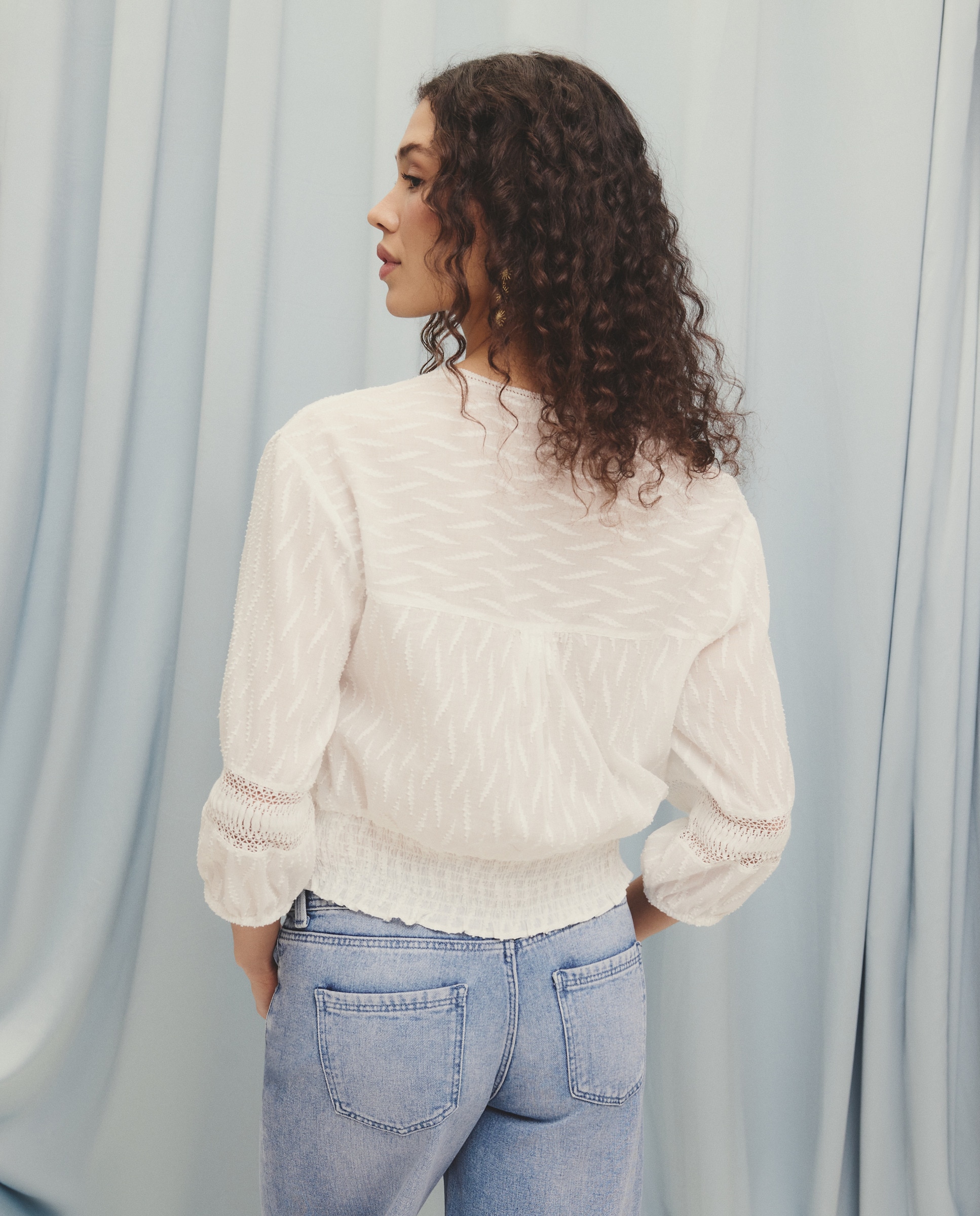 Blusa de Algodão Lisa com Manga Comprida 120 Cru-3