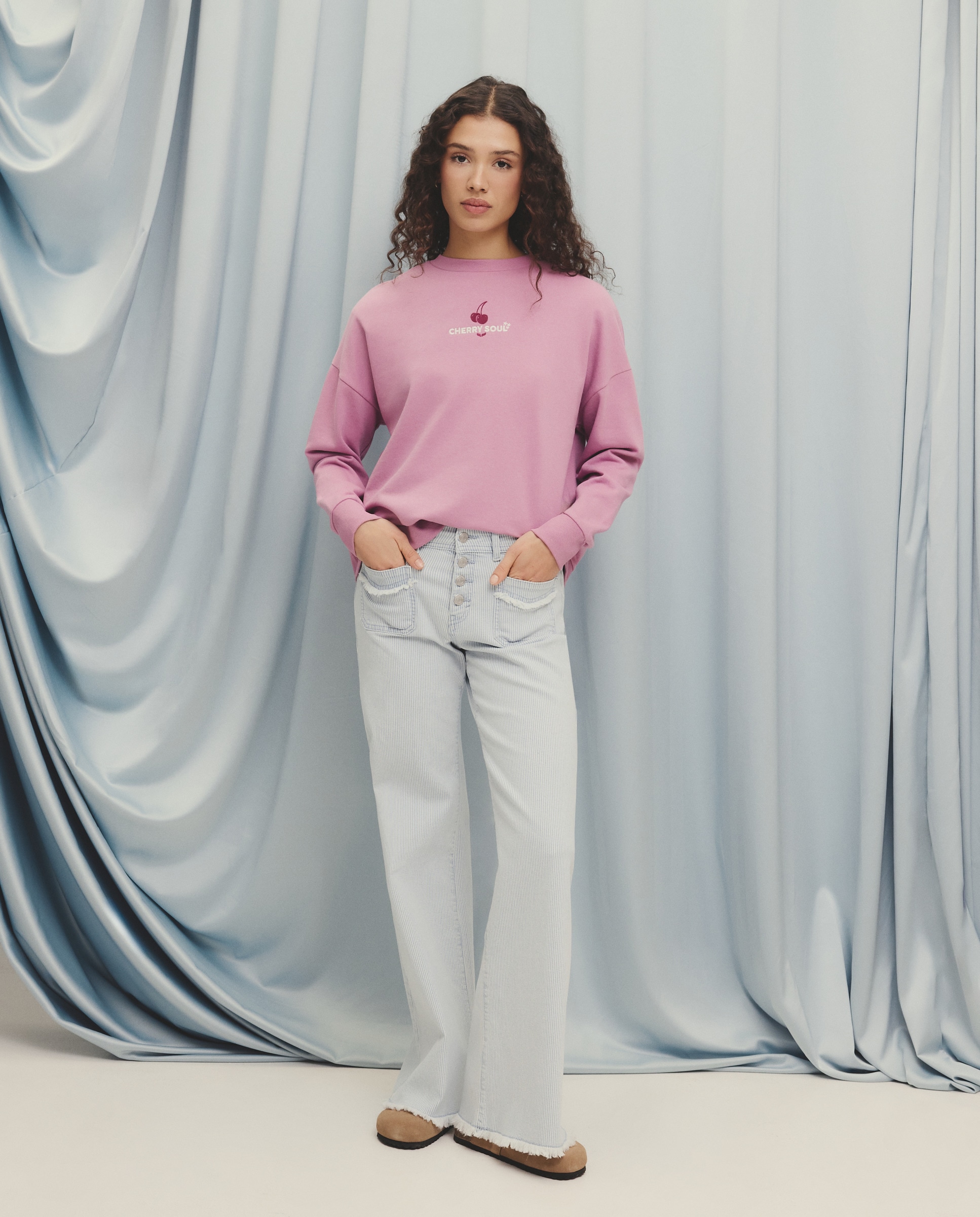 Sweatshirt com Bordado à Frente e nas Costas 282 Malva-1