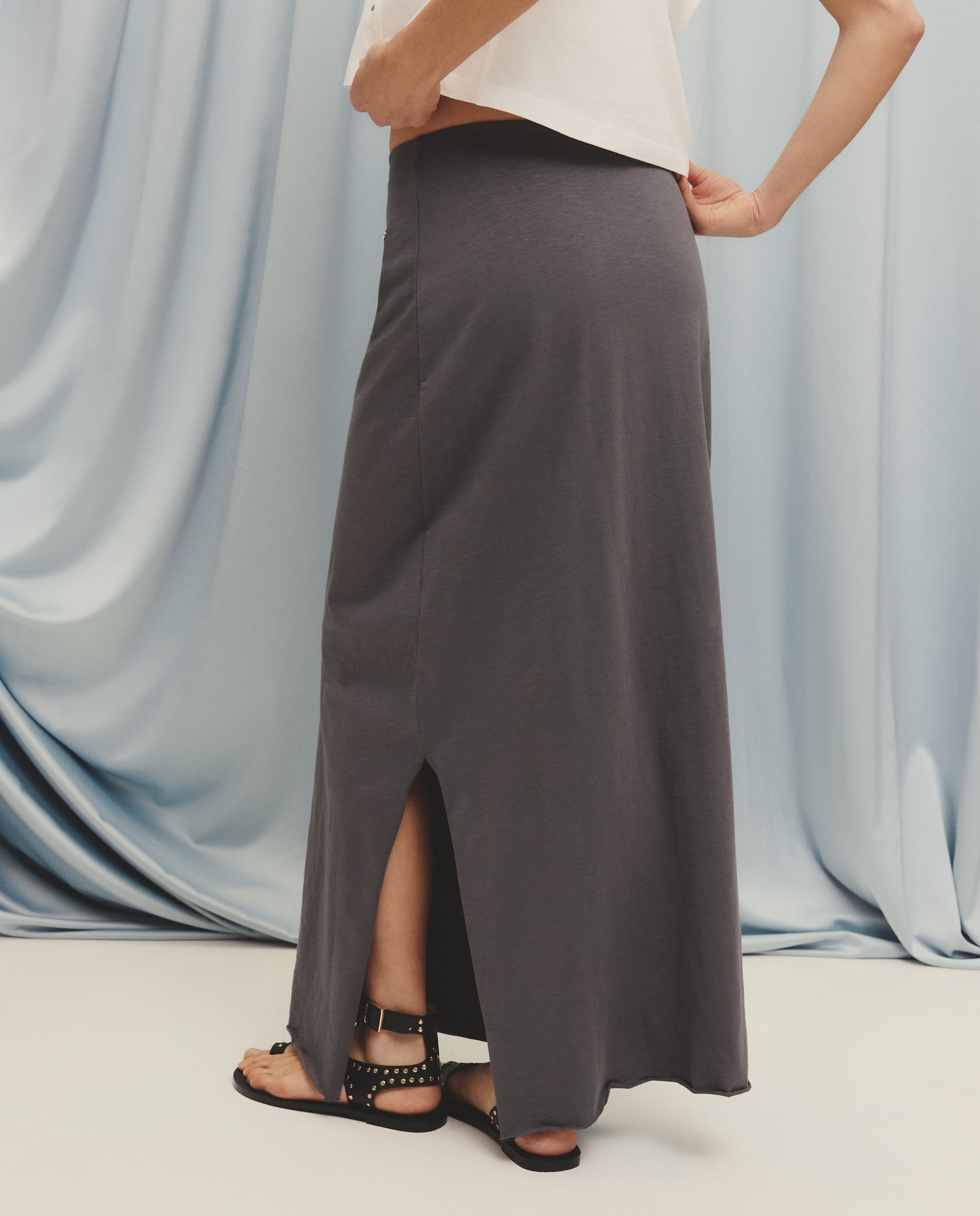 Saia Comprida de Malha Circular 830 Antracite-3