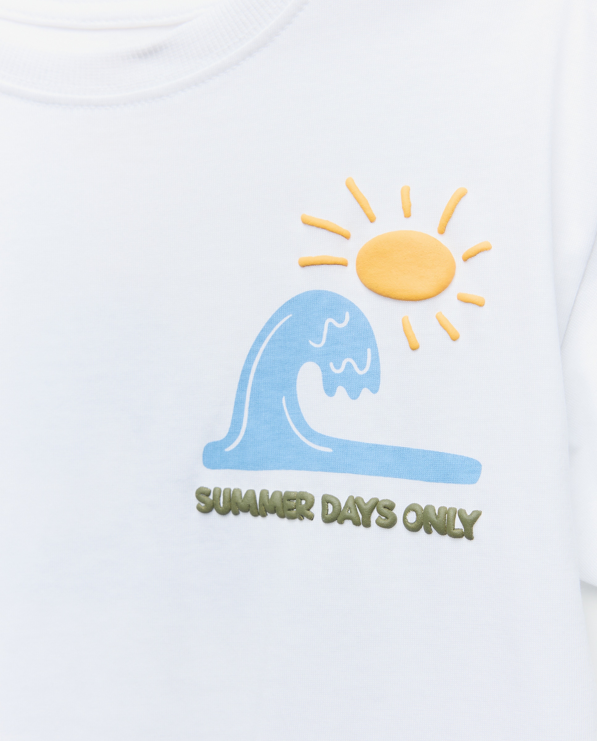 T-shirt de Manga Curta com Fantasia Gráfica e Detalhes Puffing Kids El Corte Inglés Branco-5
