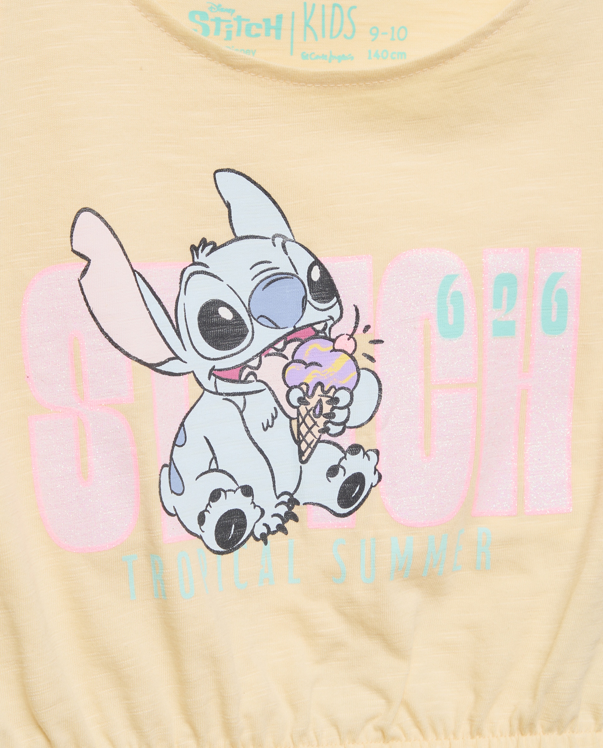 T-shirt sem Mangas com Estampado Stitch Amarelo-5
