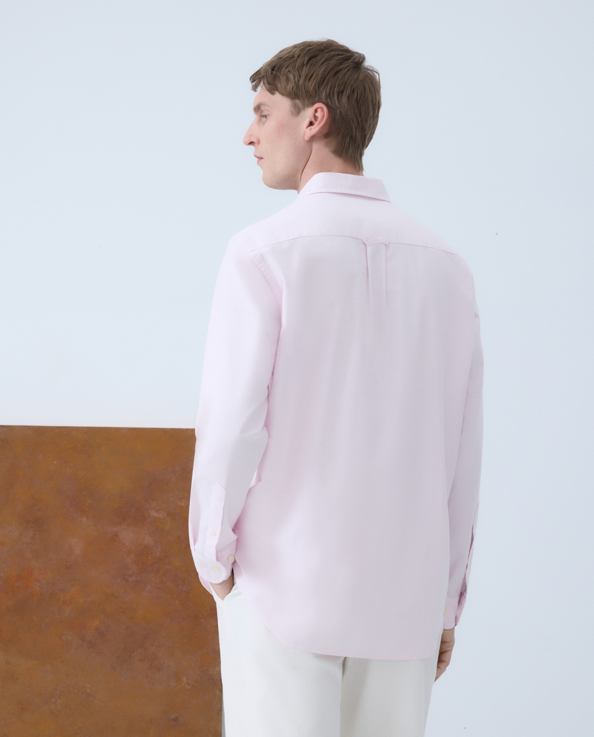 Camisa Casual com Manga Comprida Rosa-3