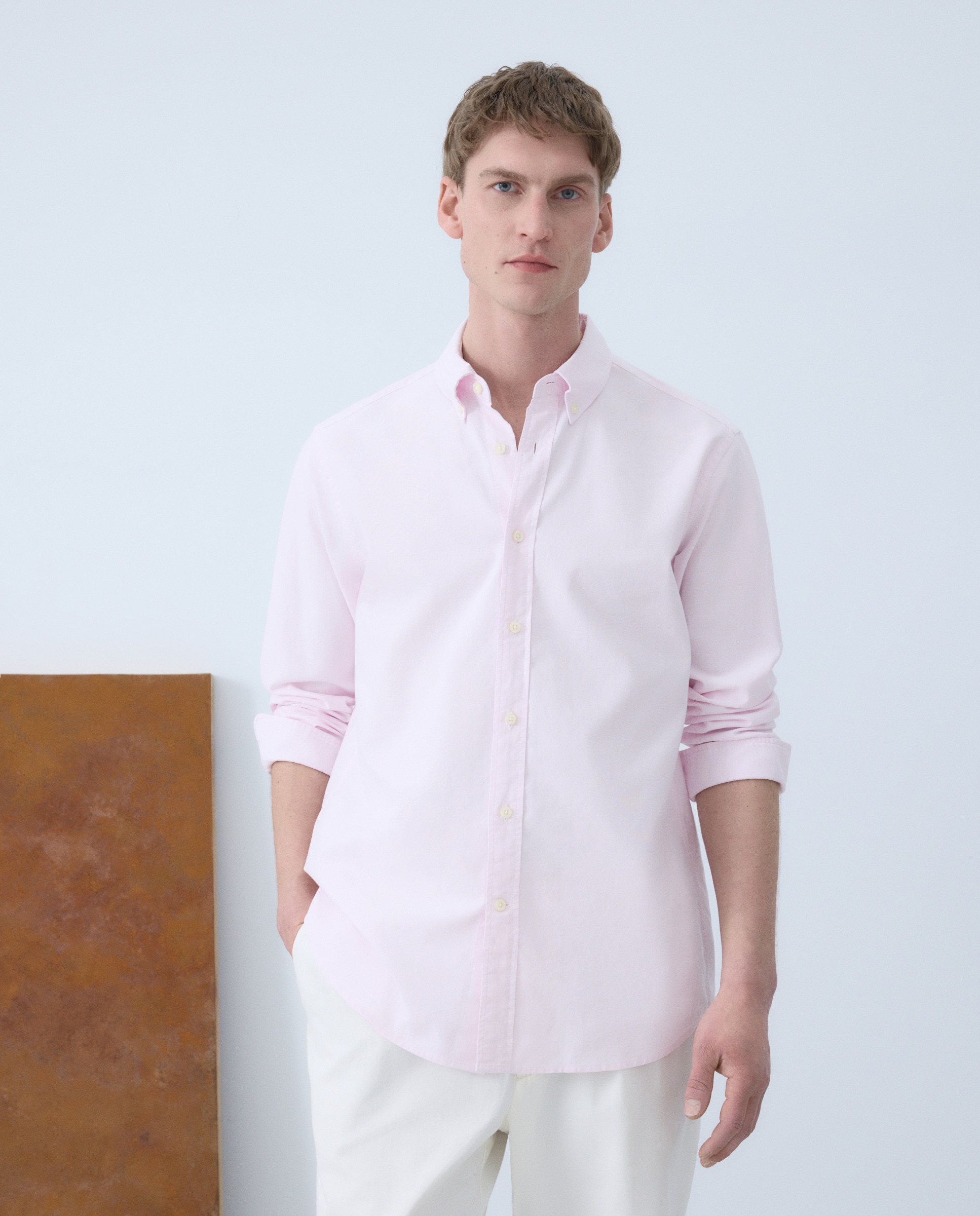 Camisa Casual com Manga Comprida Rosa-2