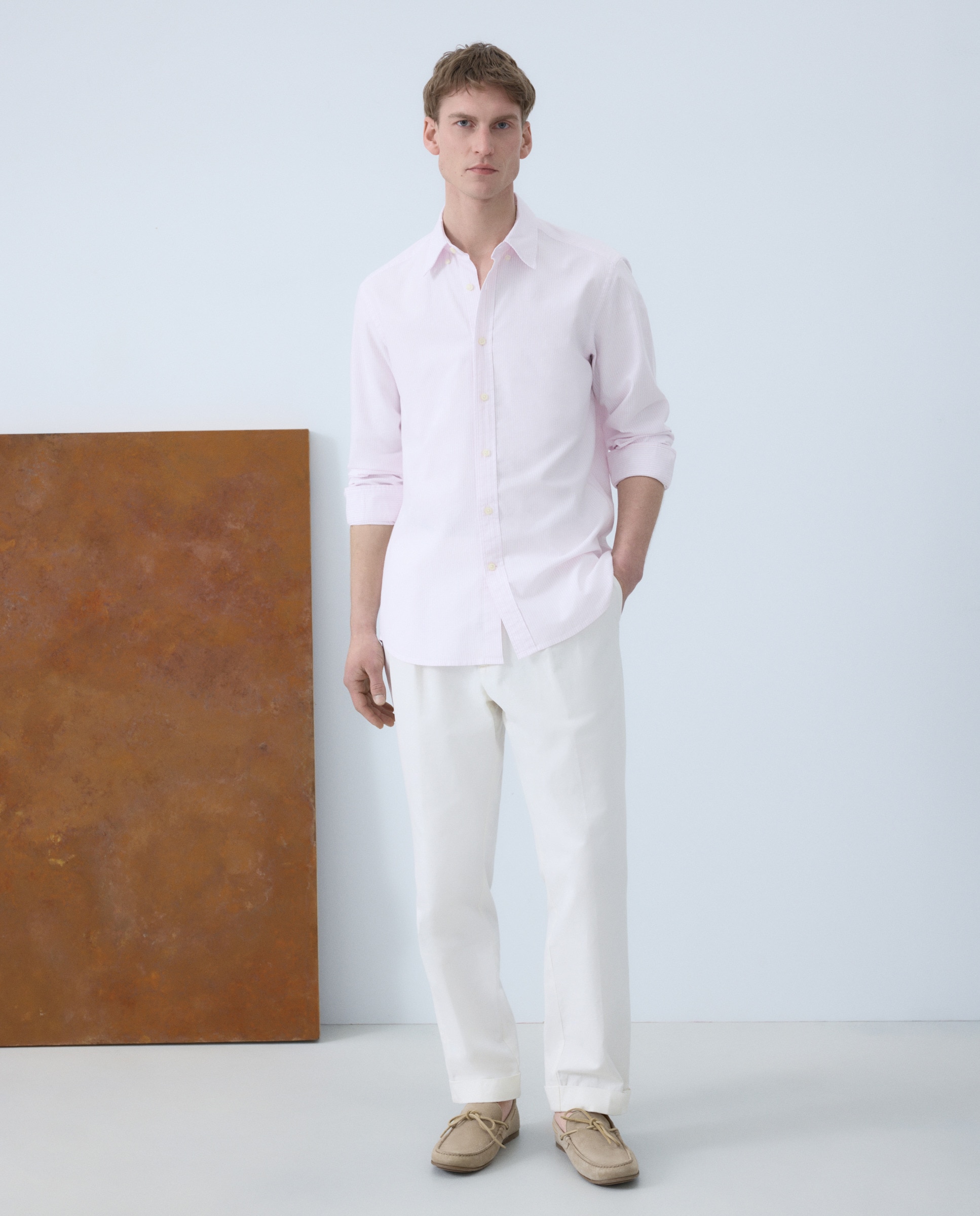 Camisa Casual com Manga Comprida Rosa-2