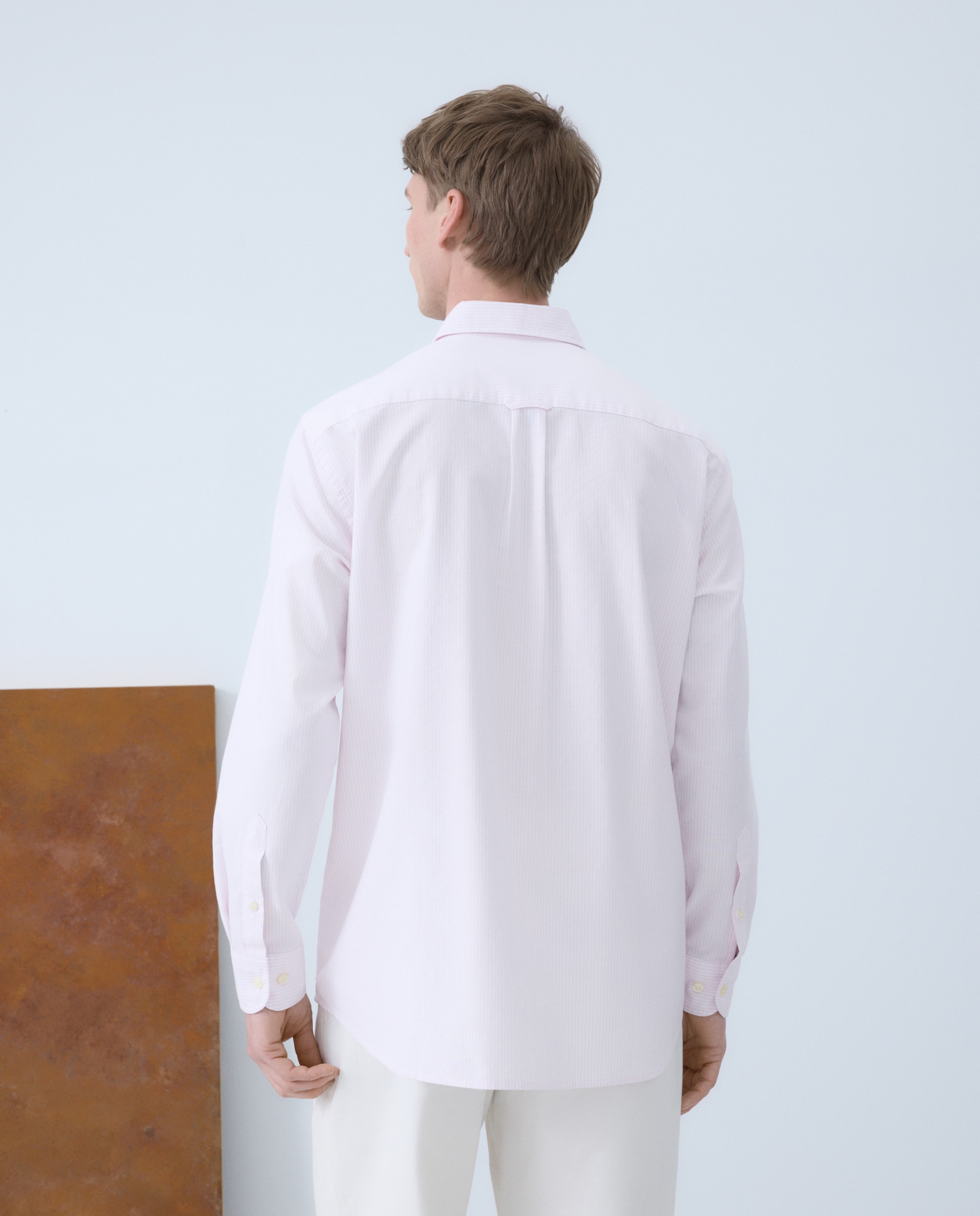 Camisa Casual com Manga Comprida Rosa-3