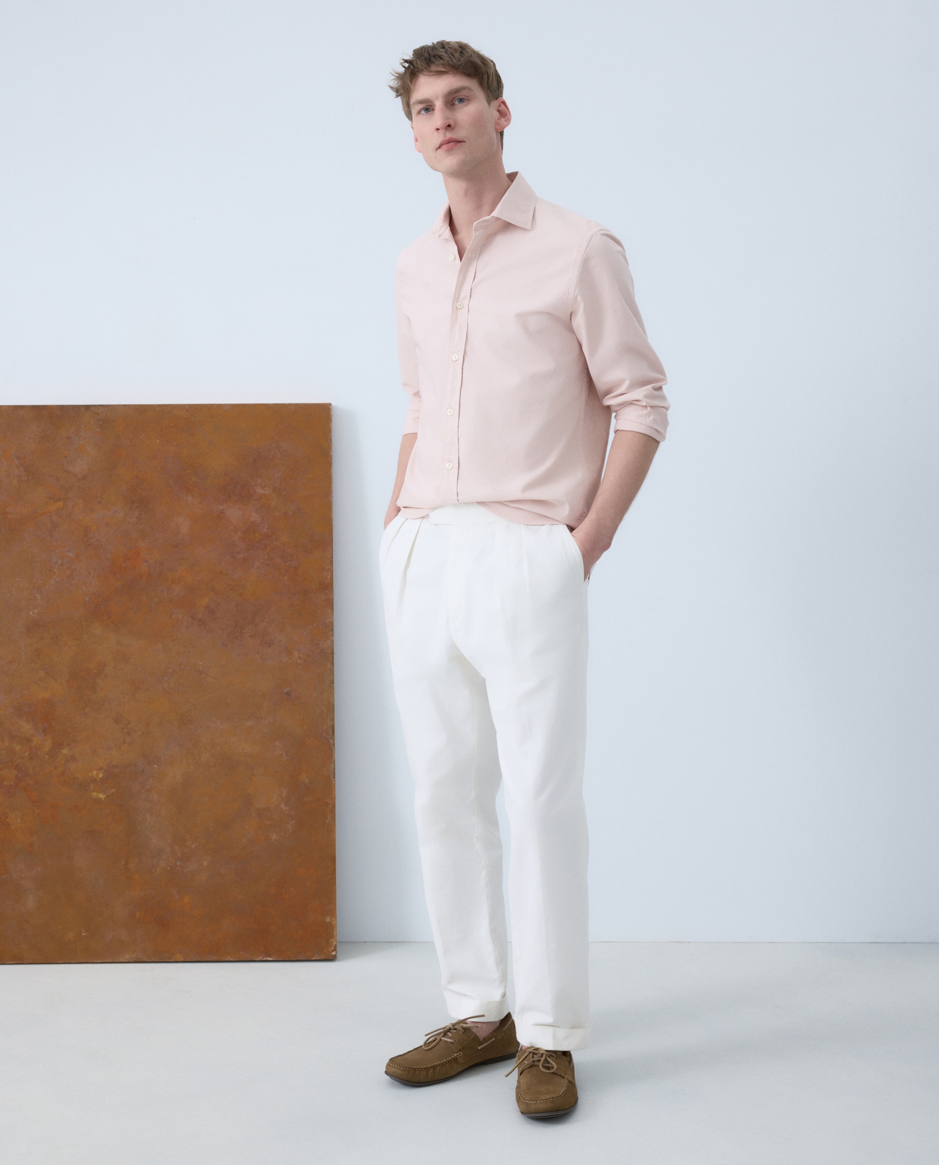 Camisa Casual com Manga Comprida Rosa-2