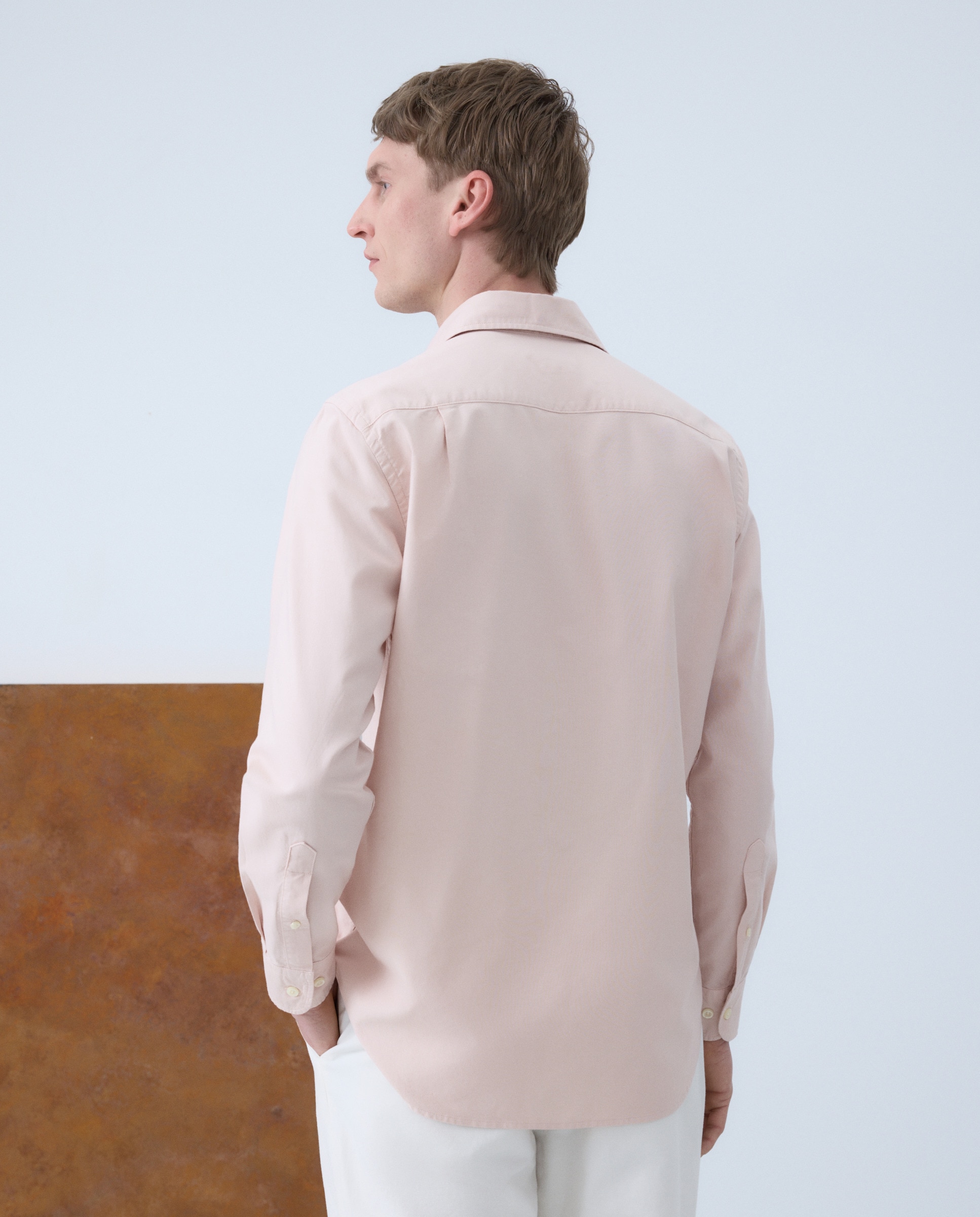 Camisa Casual com Manga Comprida Rosa-3