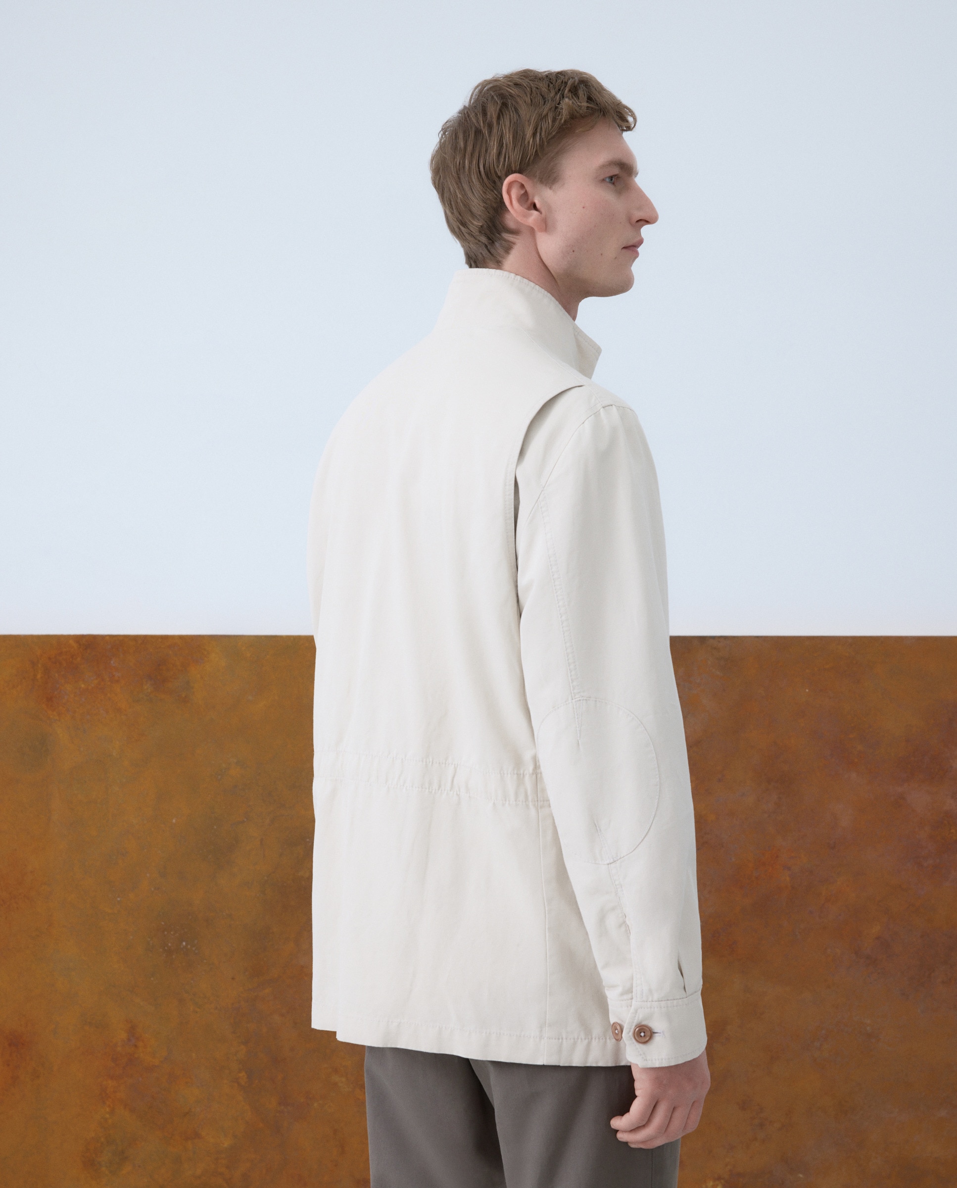 Field Jacket Ligeiro com Mistura de Algodão e Linho Pedra-5