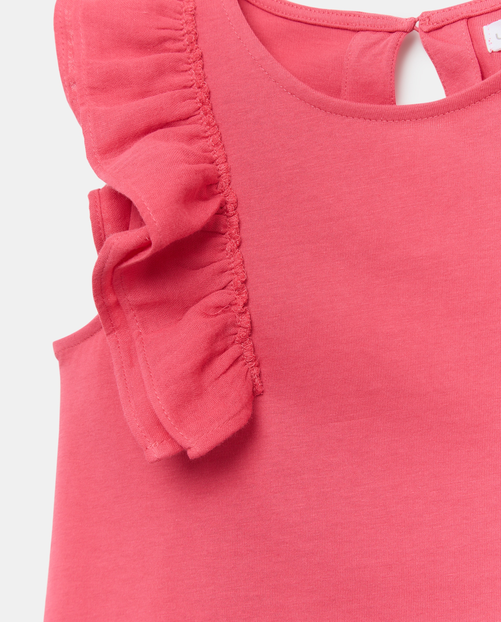 Camiseta niña con volante de gasa 230 Rosa oscuro-3