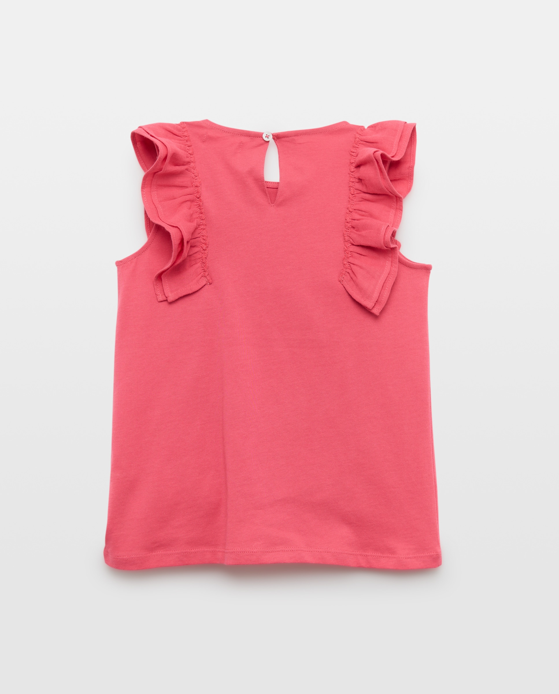 Camiseta niña con volante de gasa 230 Rosa oscuro-2