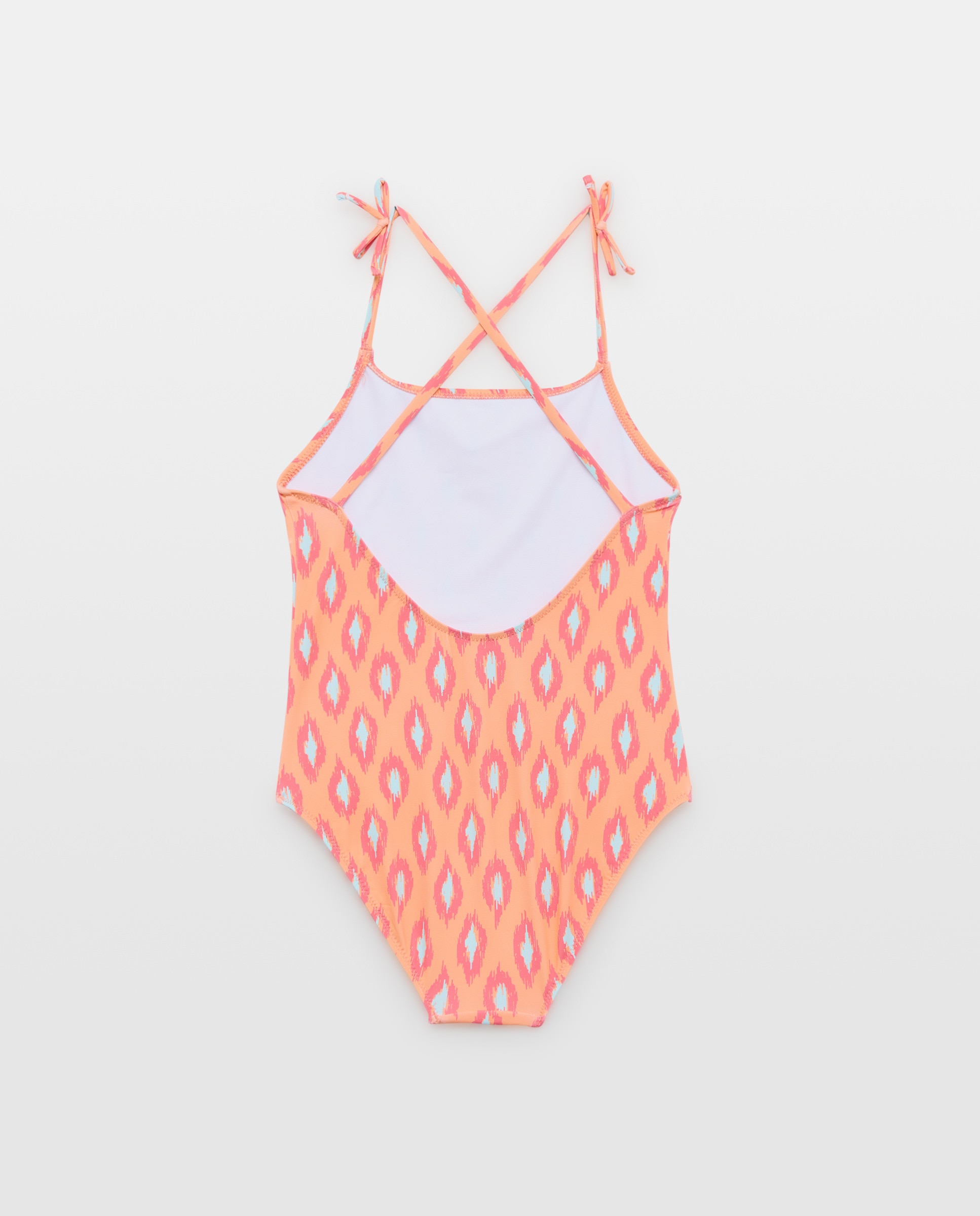 Bañador niña básico geométrico 660 Naranja-2