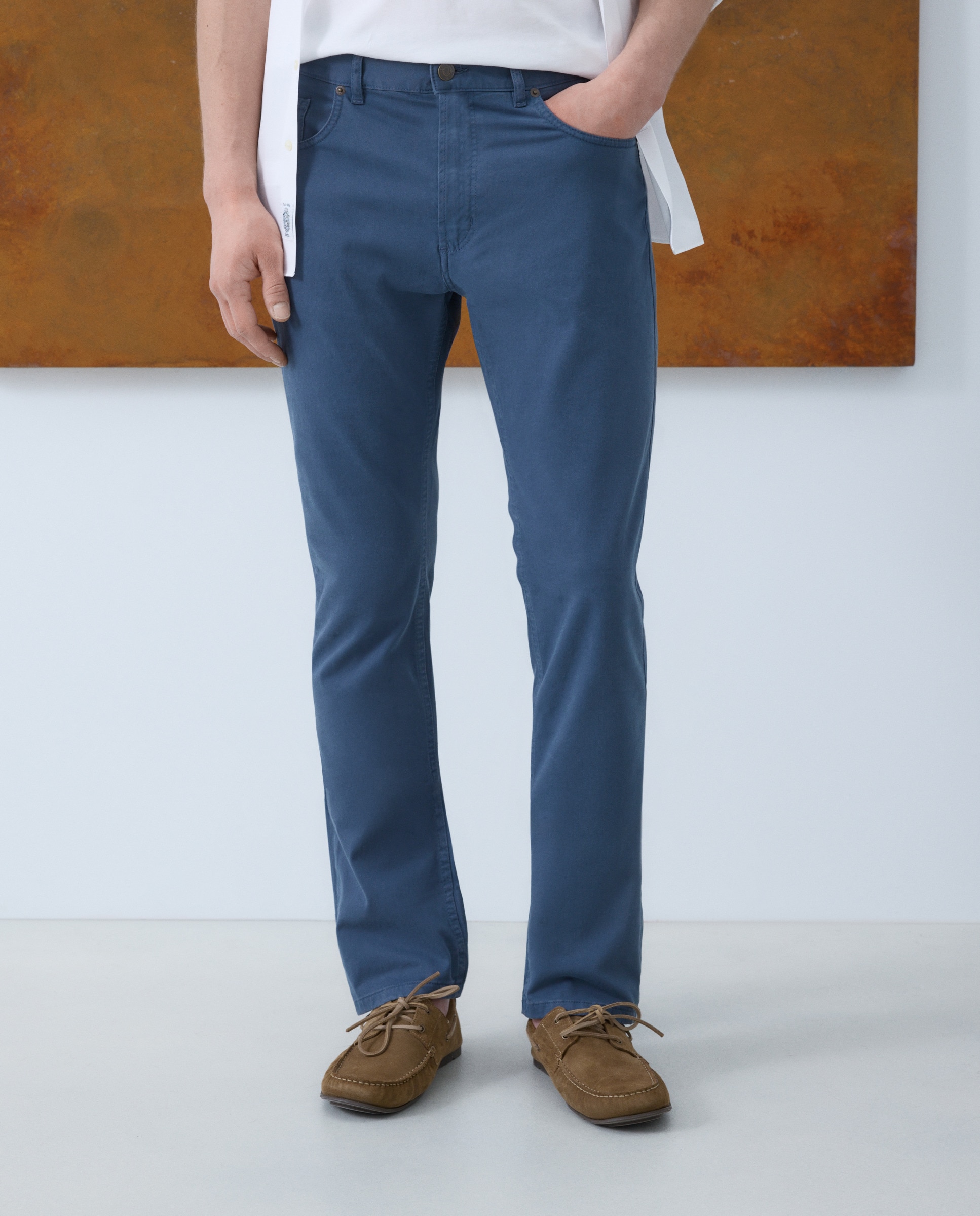 Calças com 5 Bolsos Azul-claro-2