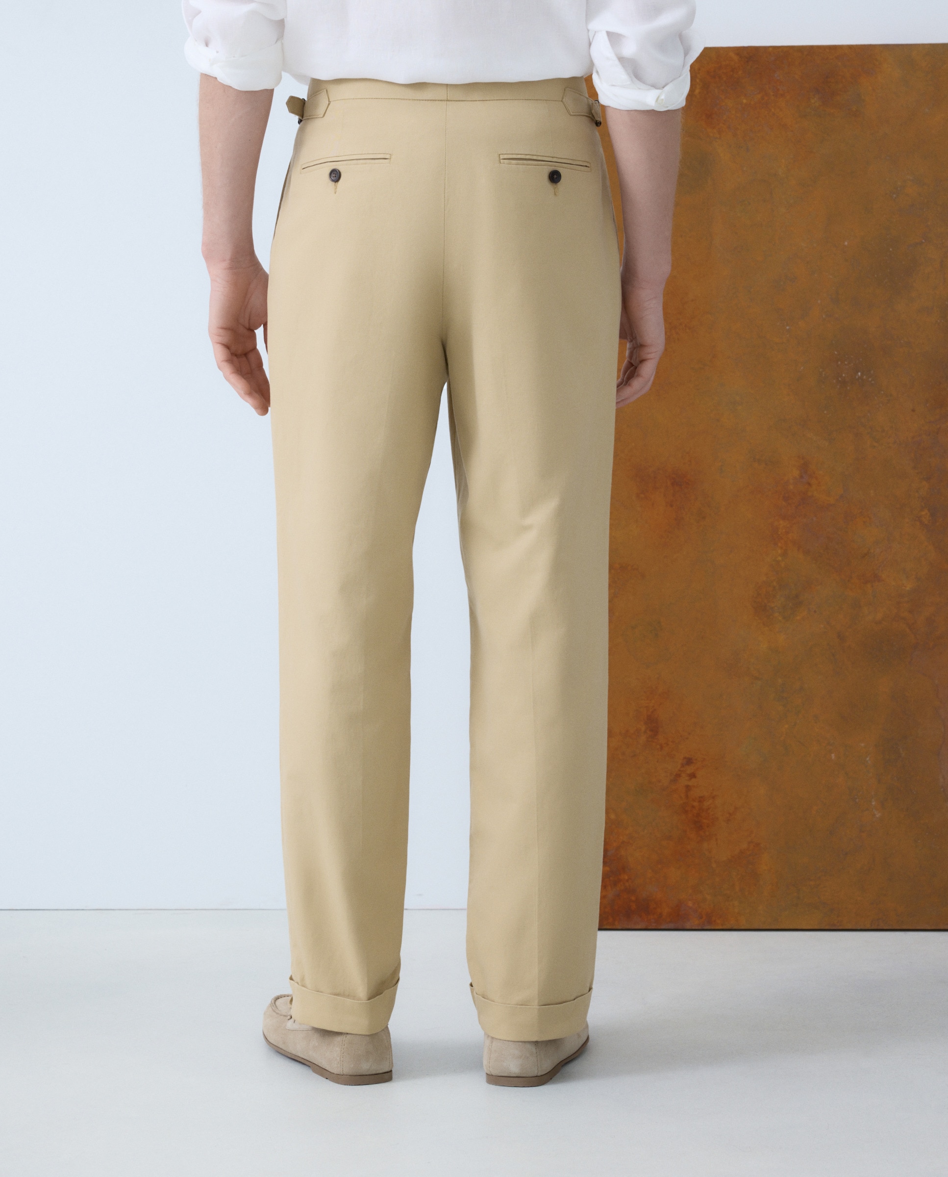 Calças Formais Classic Fit Bege-3