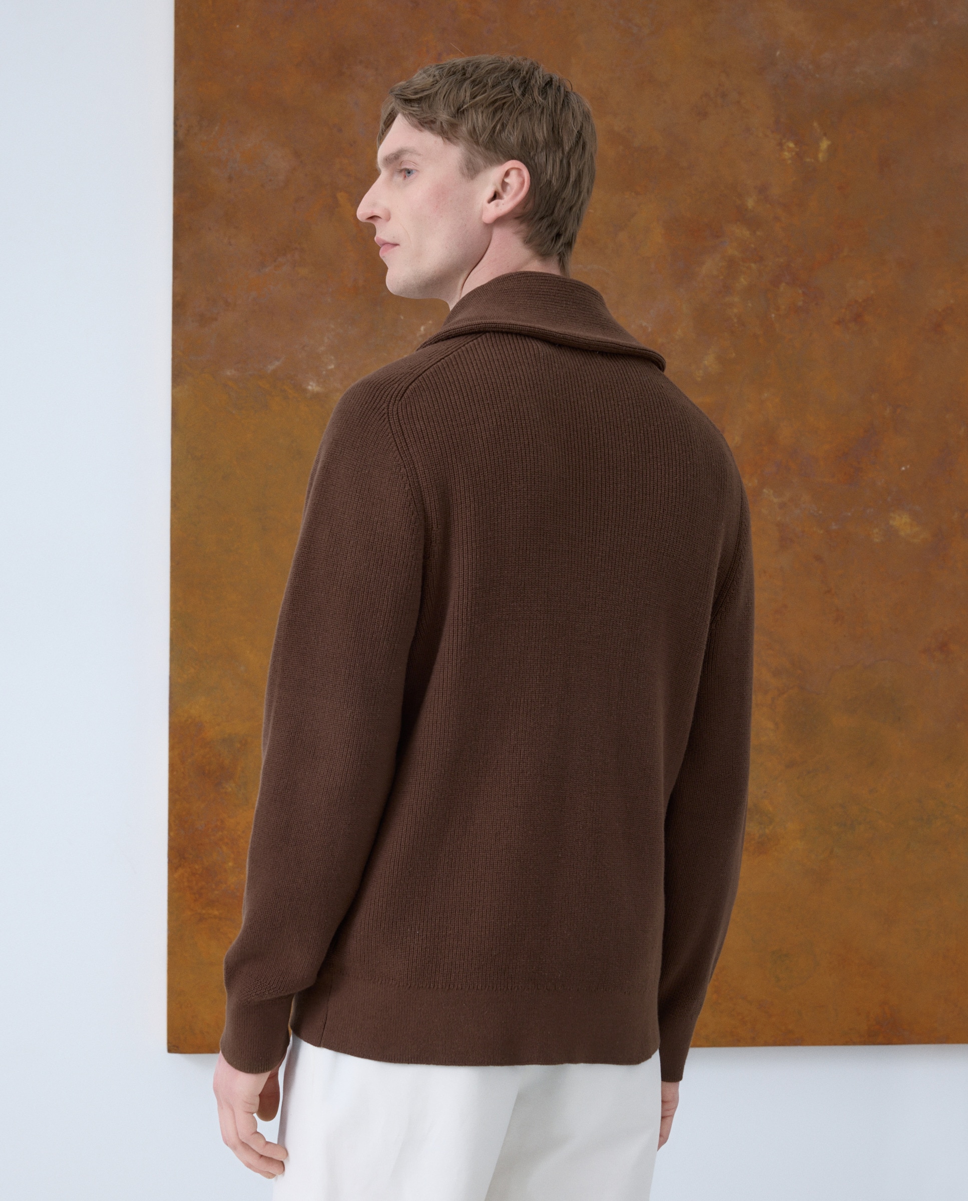 Cardigan com Botões e Gola de Lapela Castanho-4