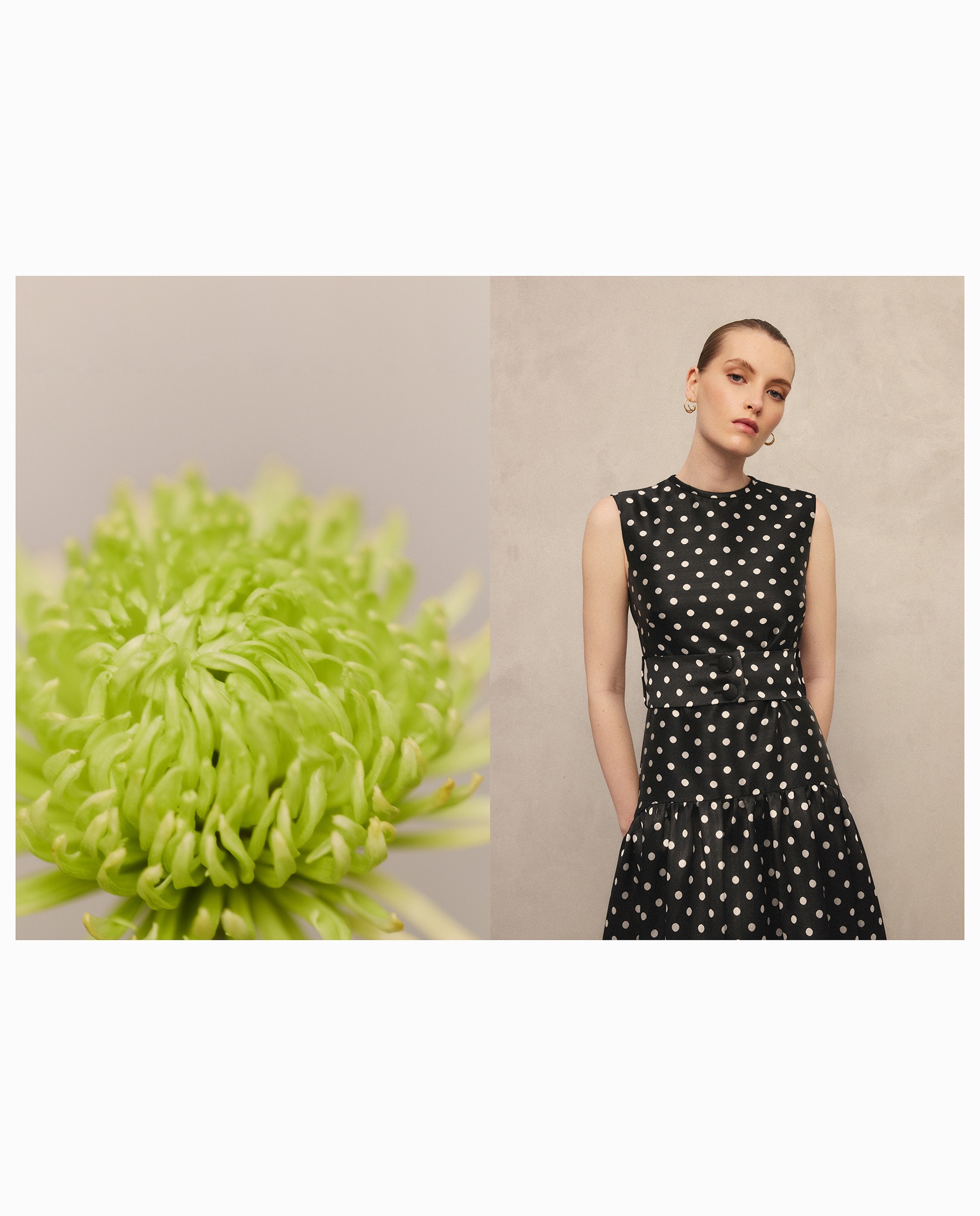 Vestido Midi às Bolinhas sem Mangas Preto-1