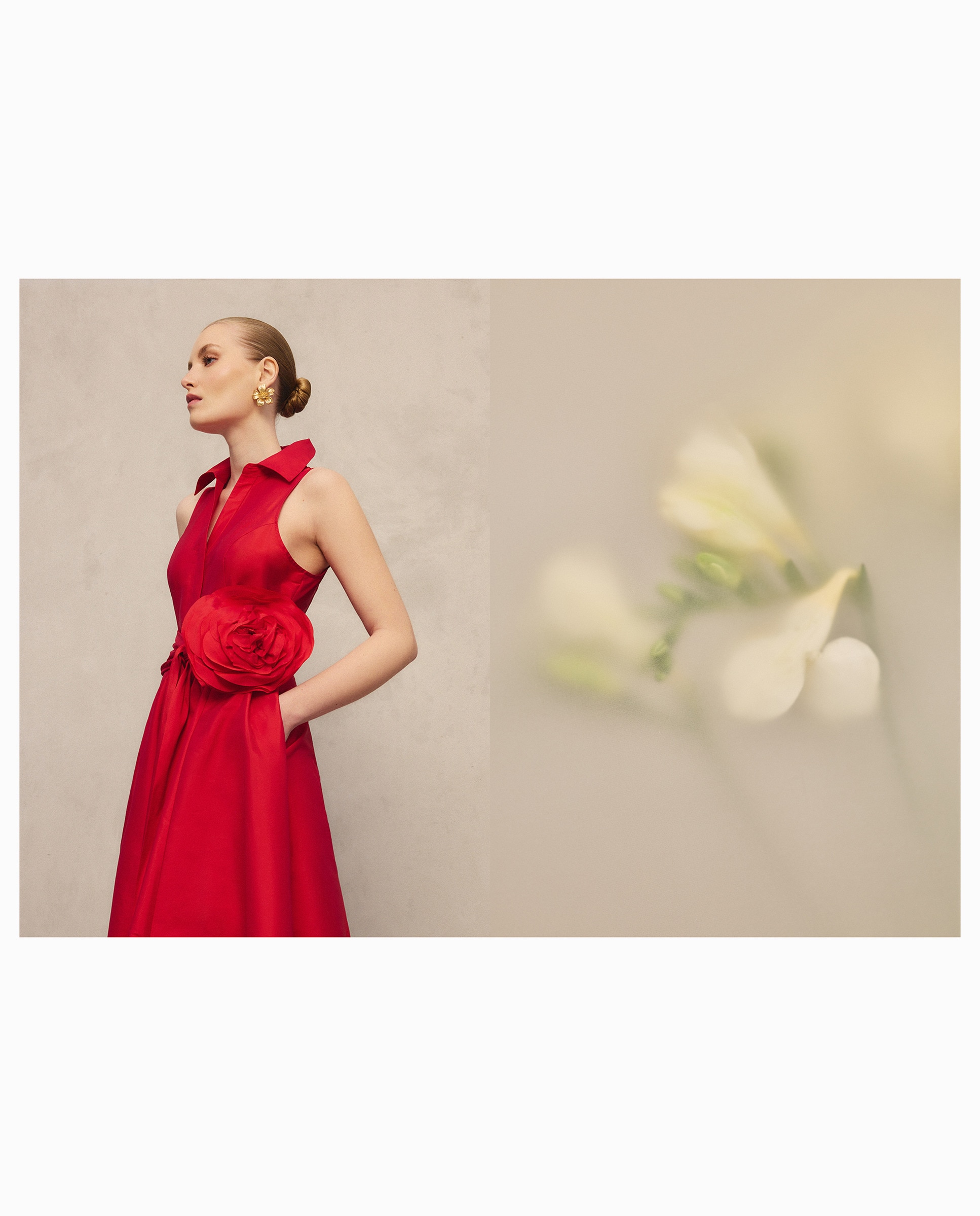 Vestido comprido com volume 600 Vermelho-2