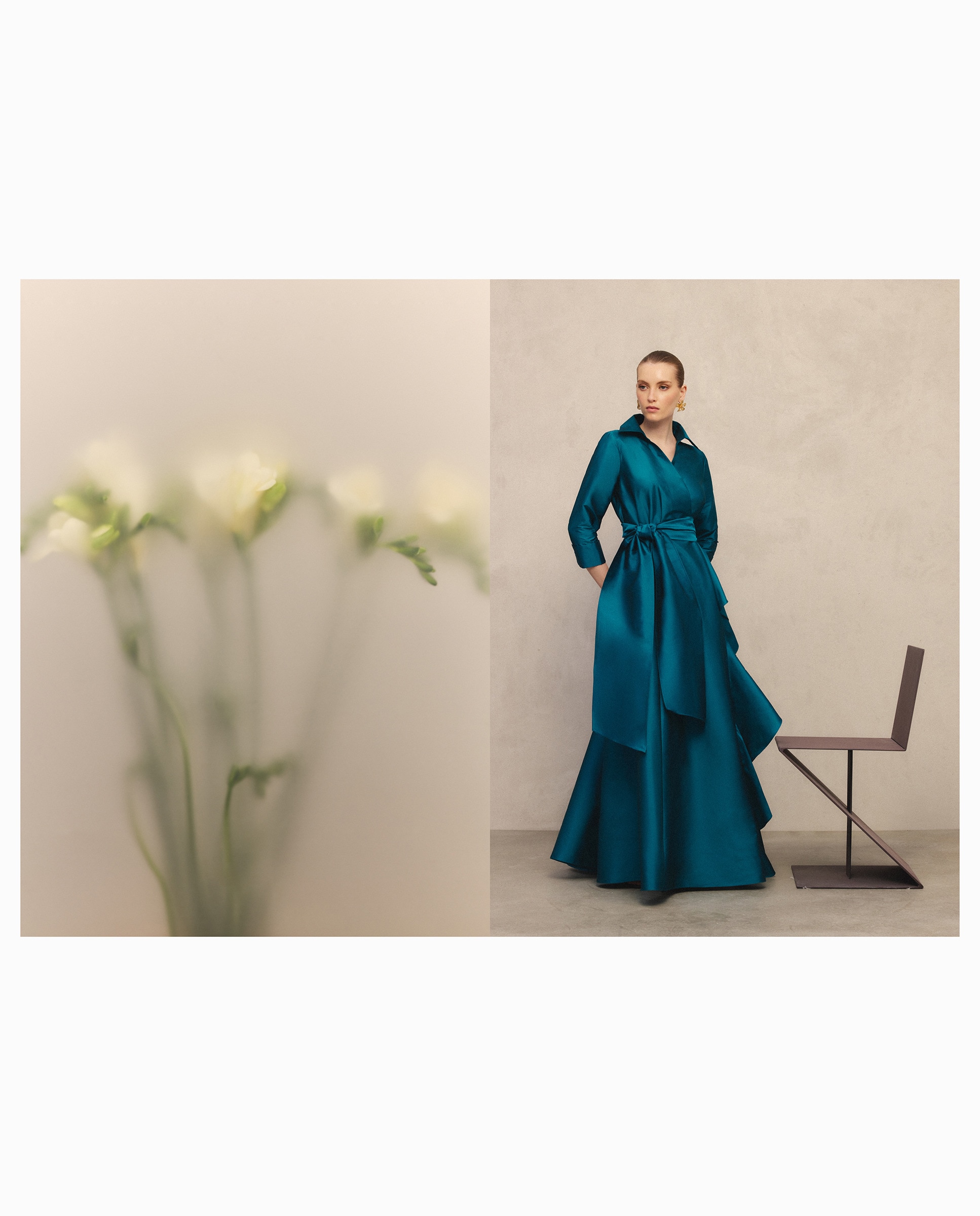 Vestido Comprido com Mangas 450 Turquesa-1