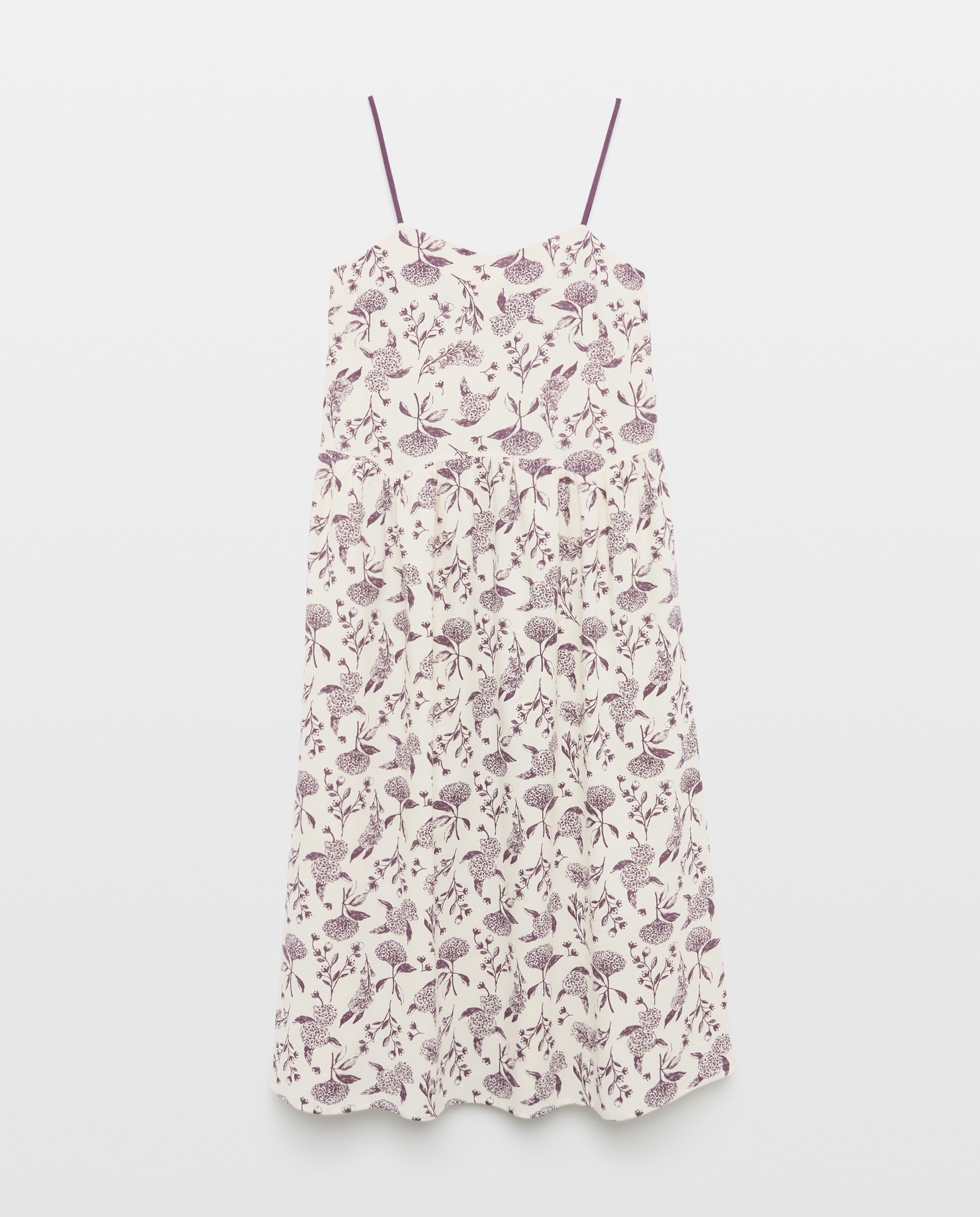 Vestido de mujer de flores con lino Marrón-4