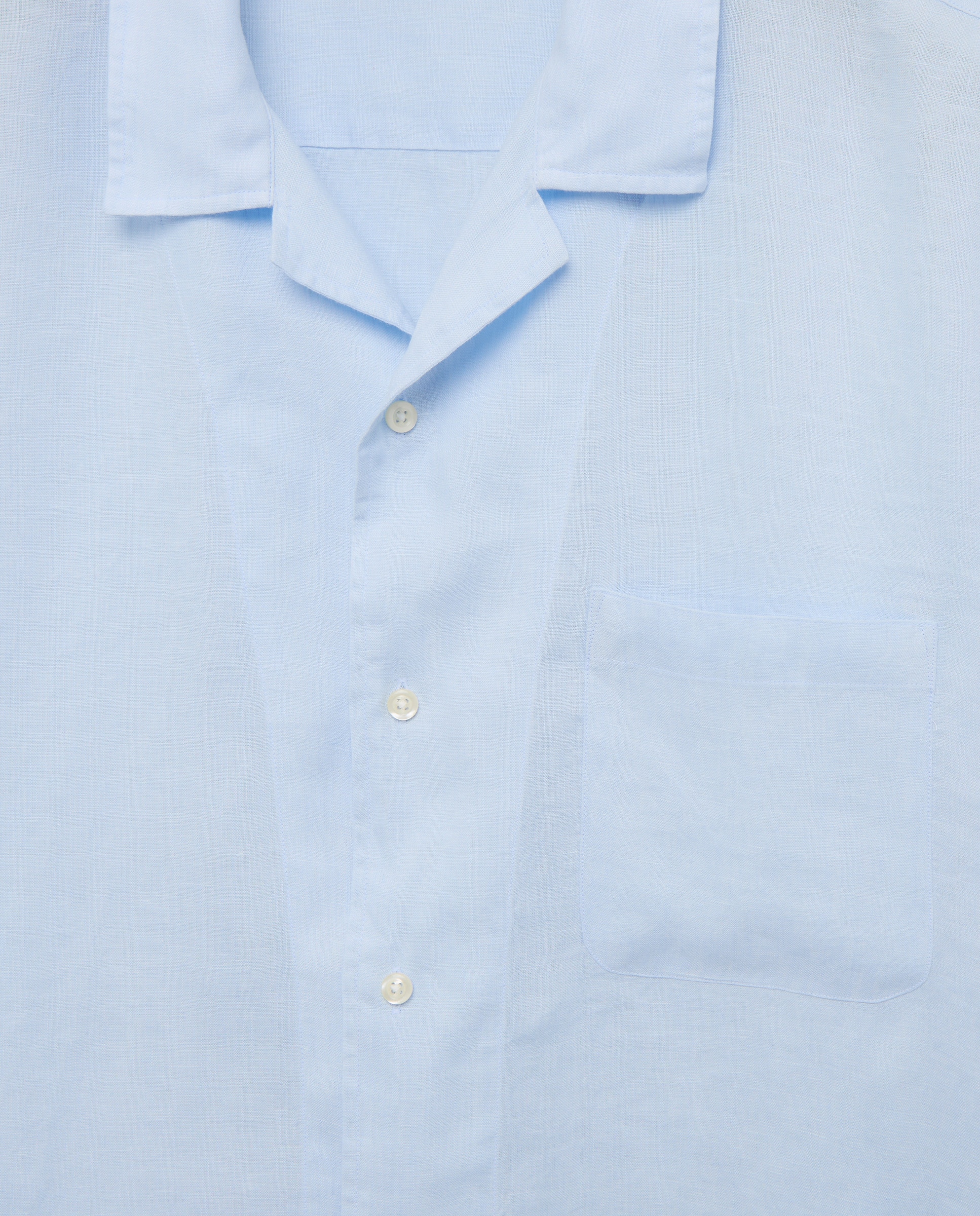 Camisa de Linho com Manga Curta Tamanhos Grandes Azul-5