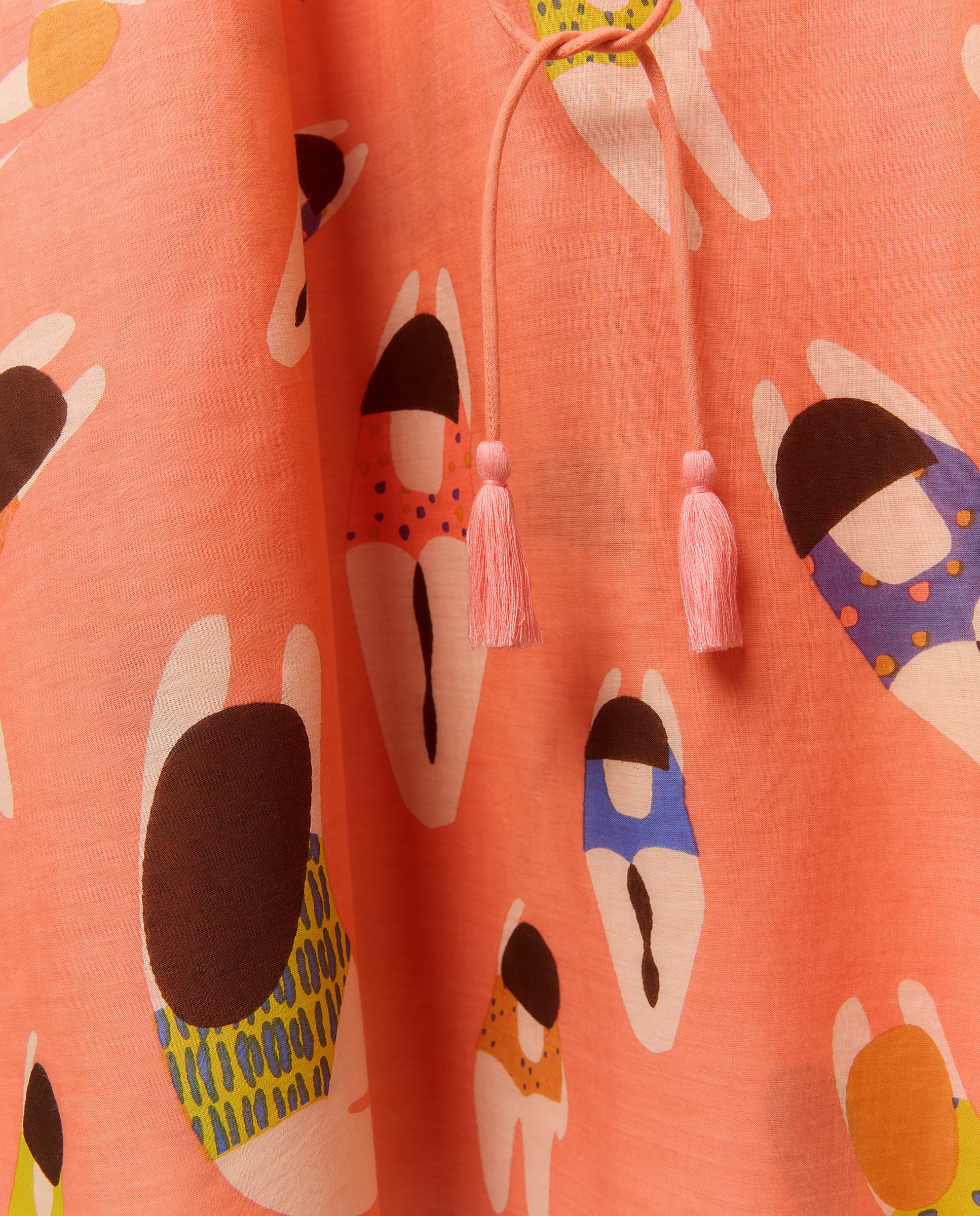 Kaftan com Estampado de Nadadoras 630 Coral-3