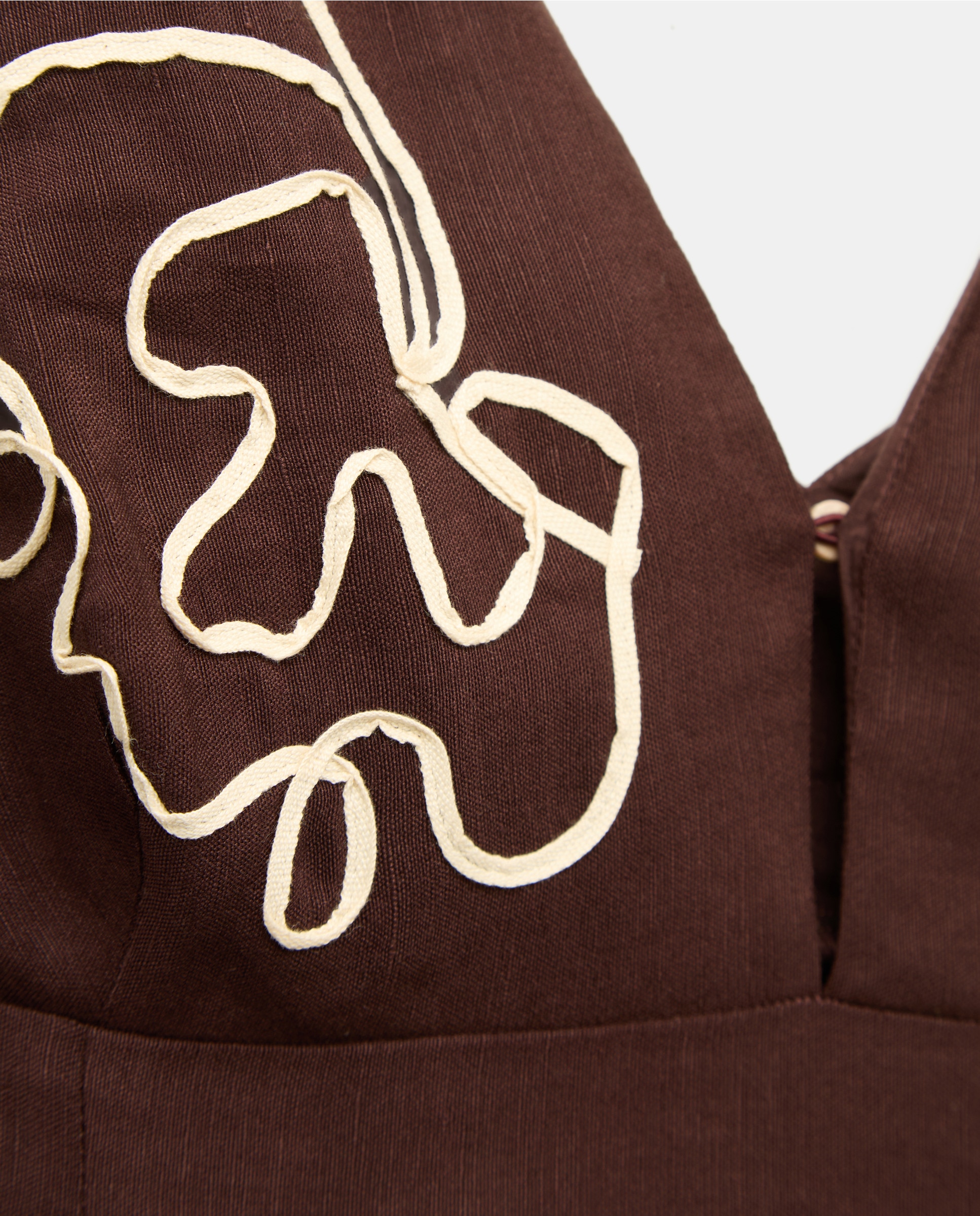 Vestido sem Mangas em Mistura de Linho com Bordados 291 Beringela-6