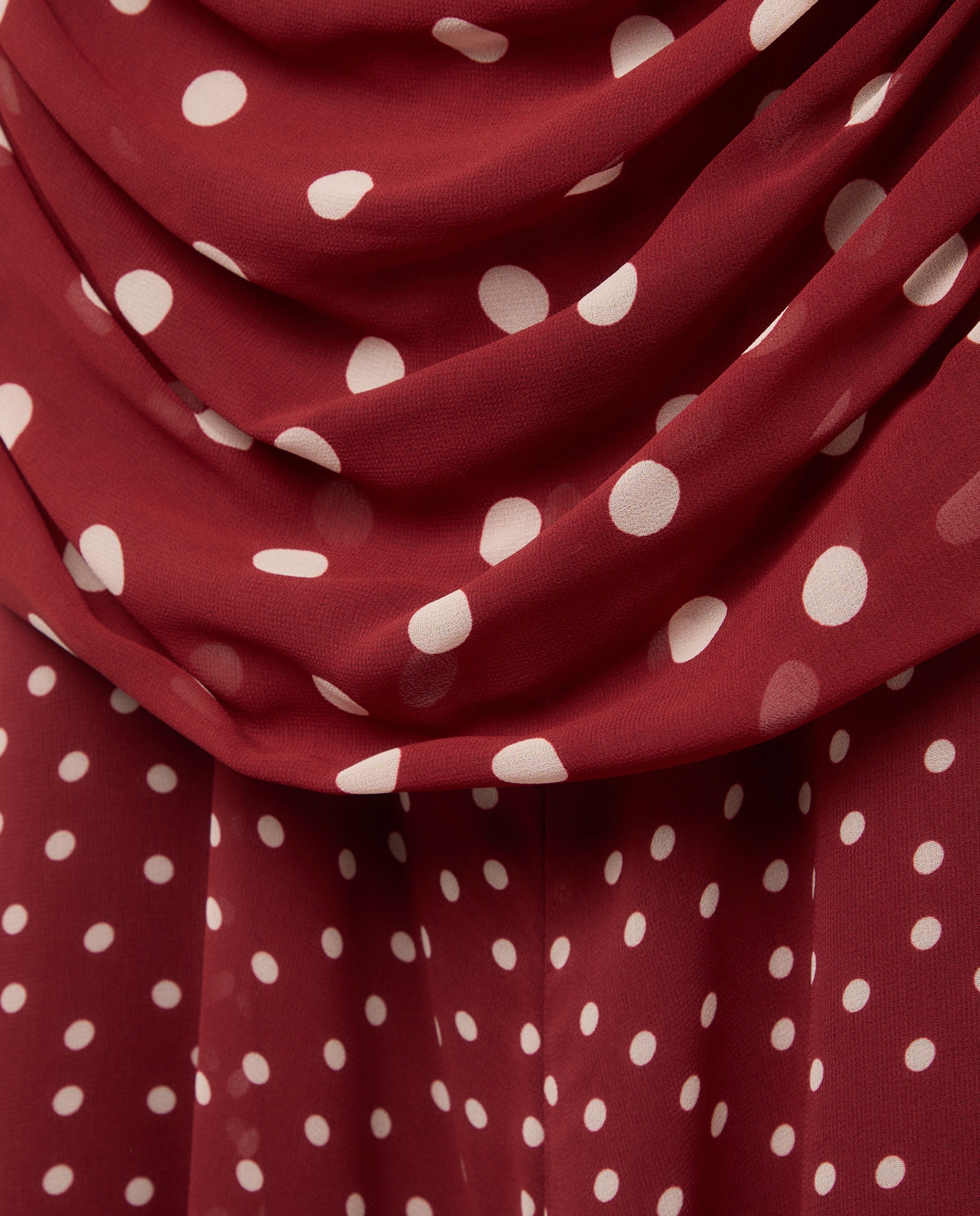 Vestido de Alças Drapeado com Cintura Baixa Bordeaux-6