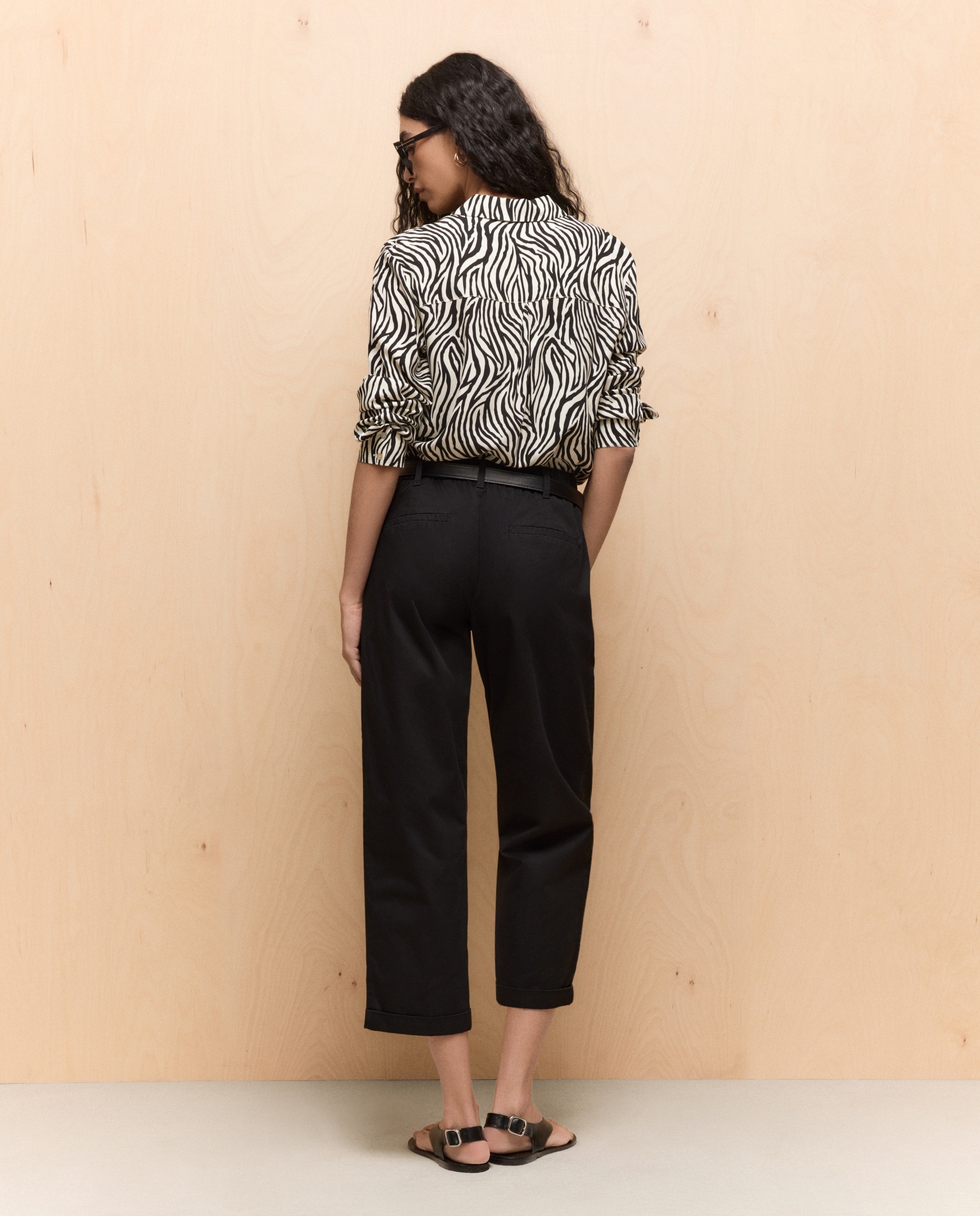 Calças de Bolso Chino com Cinto Preto-3