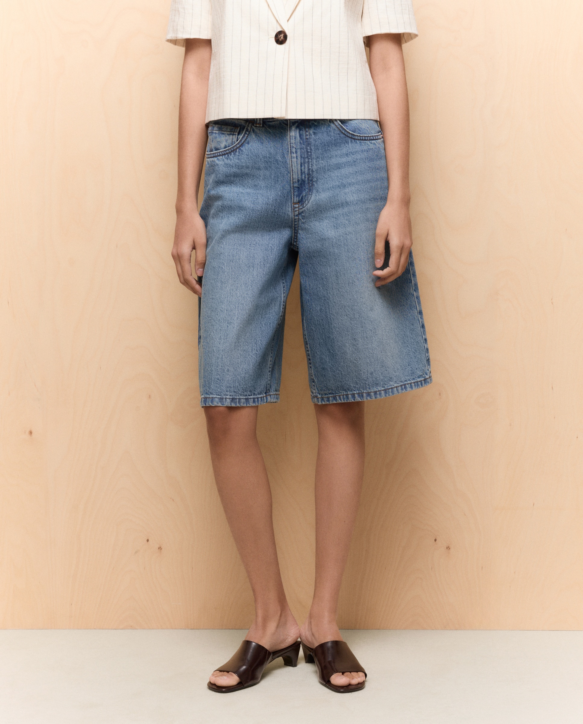 Bermudas de Ganga Compridas. Azul pálido-2