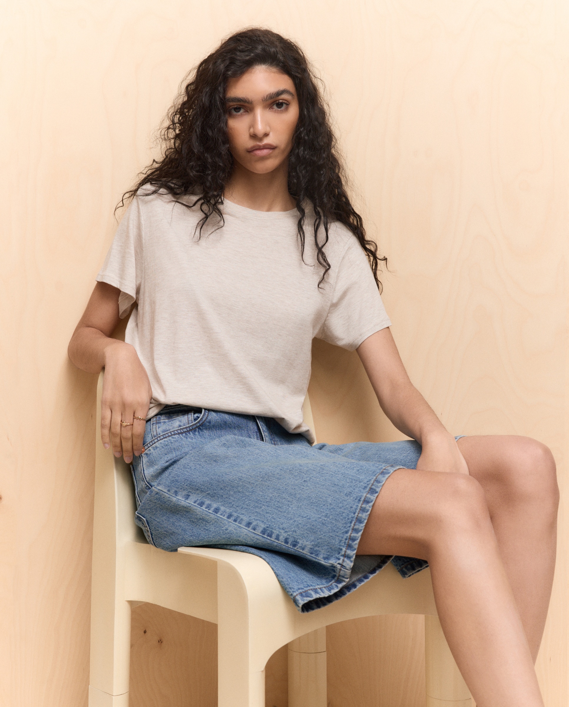 T-shirt Lisa de Manga Curta Castanho-2