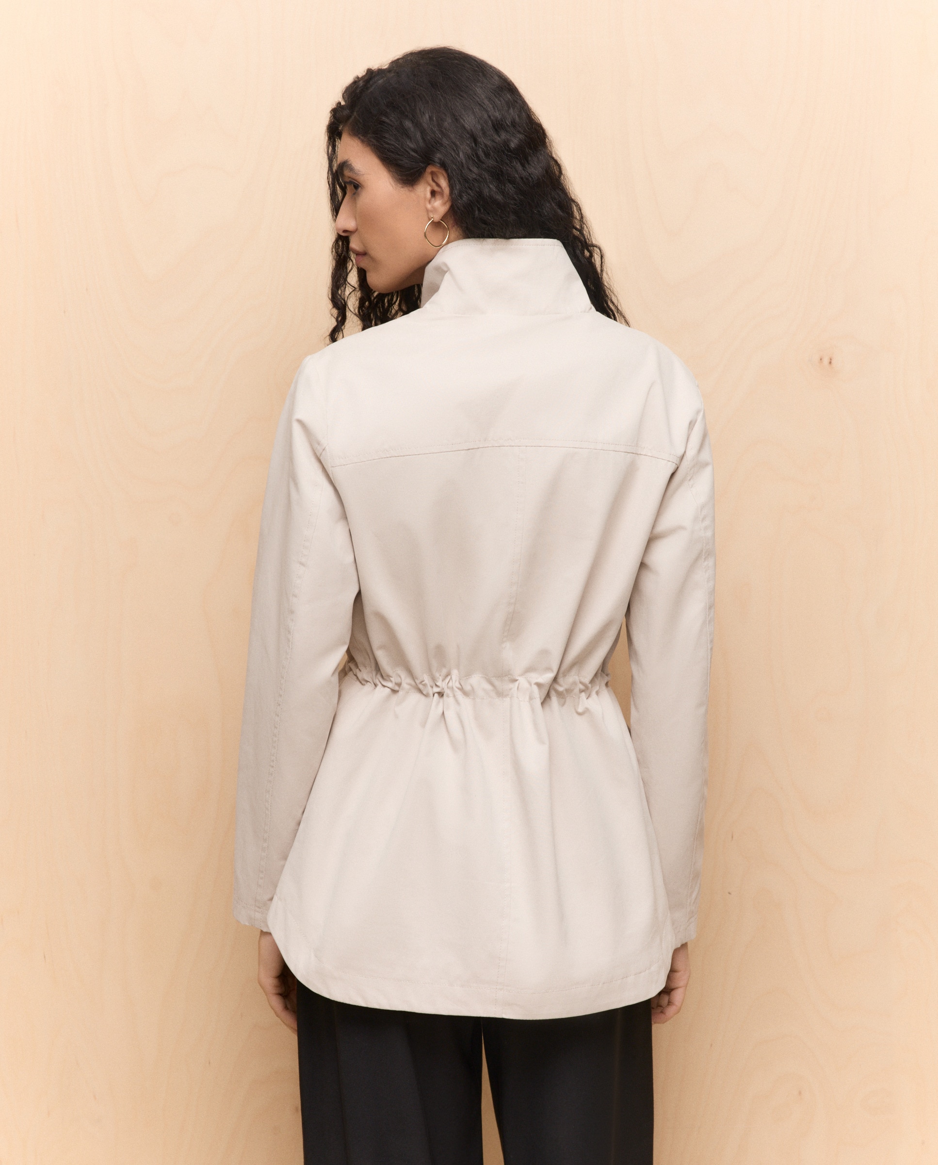 Casaco Safari Liso de Algodão 850 Pedra-3