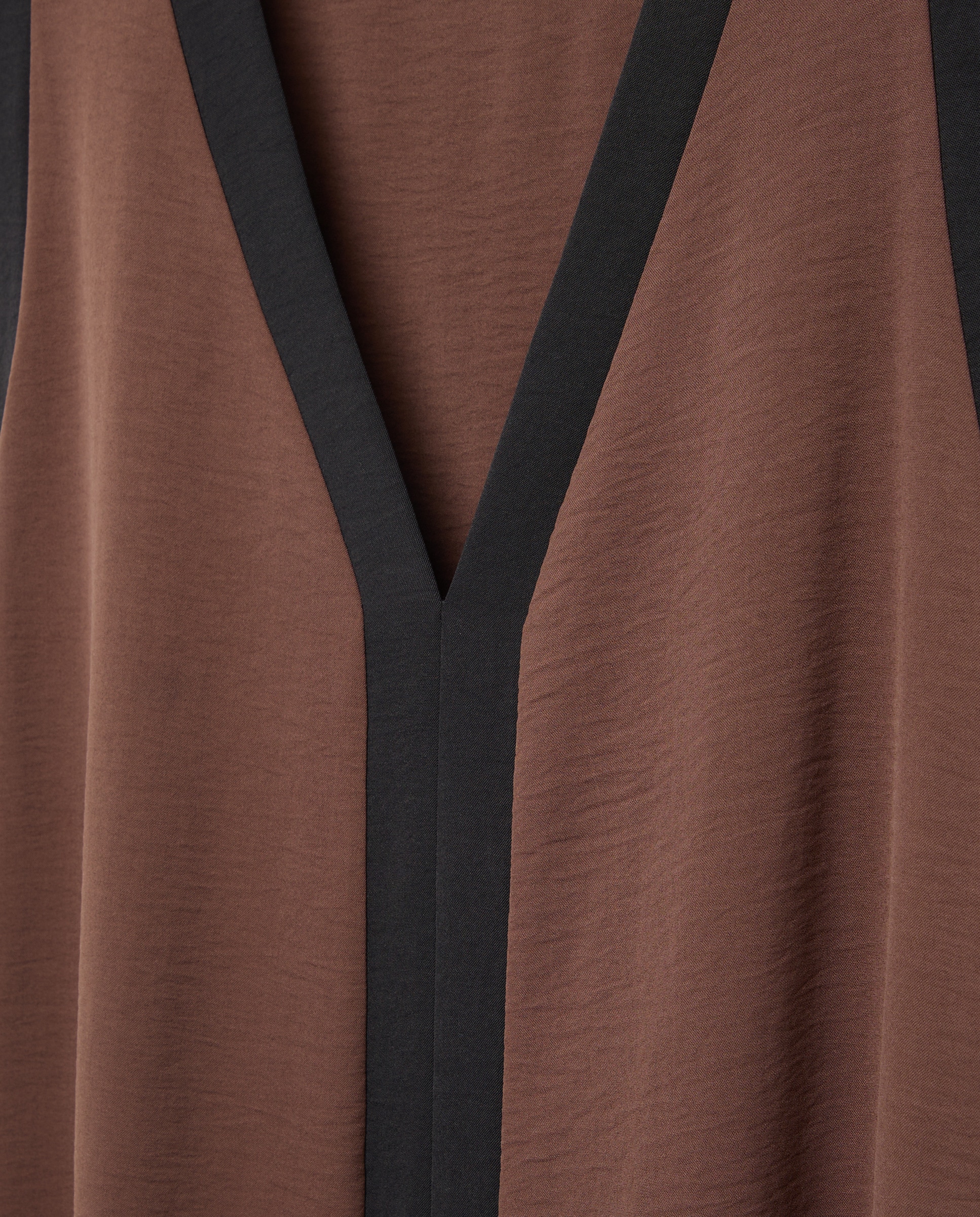 Vestido Comprido com Lavagem e Contrastes Chocolate-5