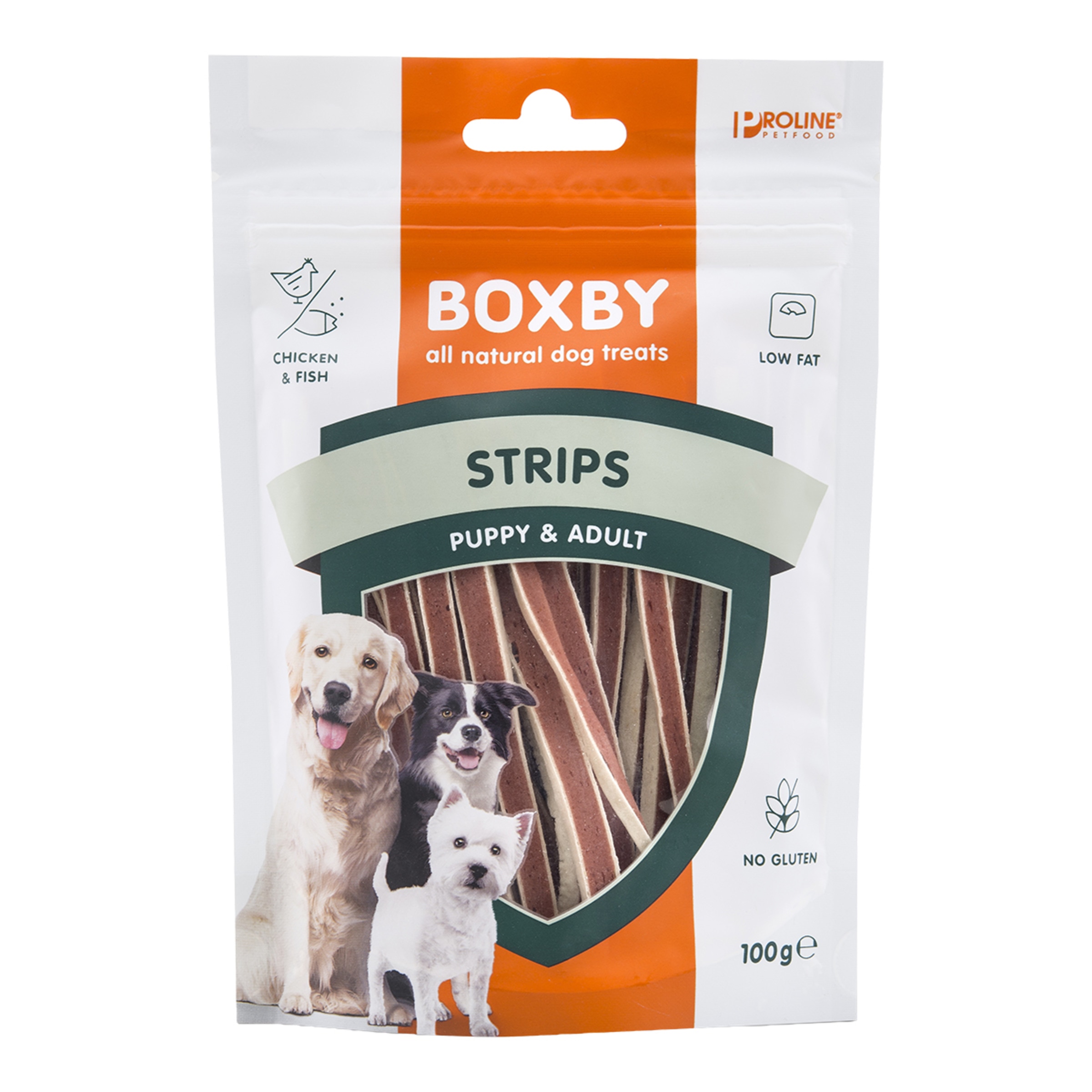 Imagen 0 de Snack para perros cachorros y adultos Boxby pollo y pescado 100 g