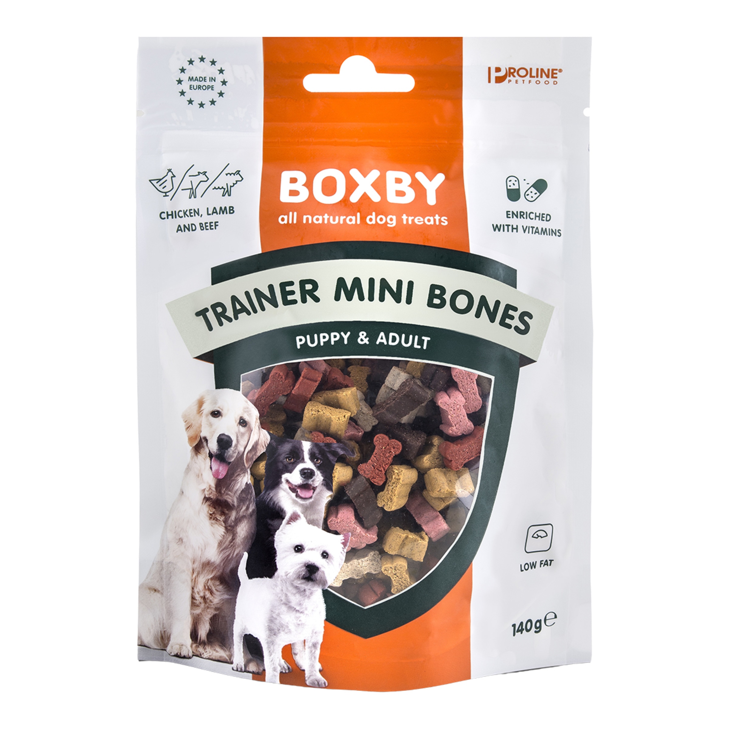 Imagen 0 de Snack para perros adultos pequeños Boxby pollo, vaca y cordero 140 g