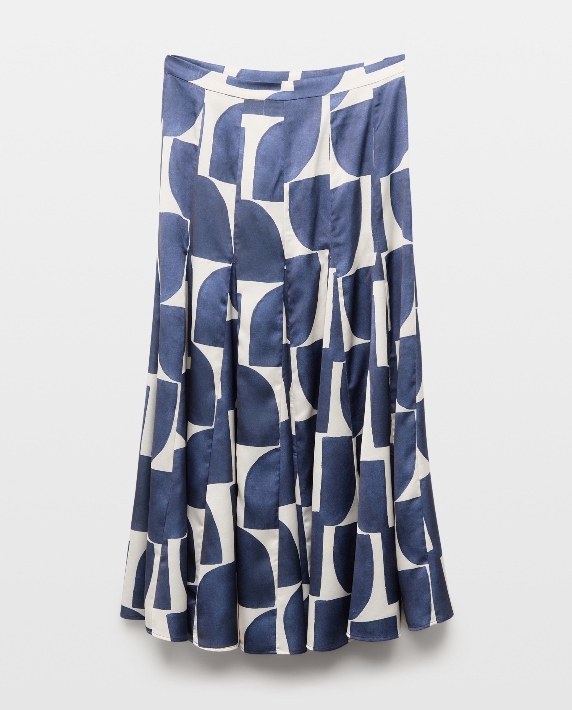 Saia de Cetim com Estampado Azul-4