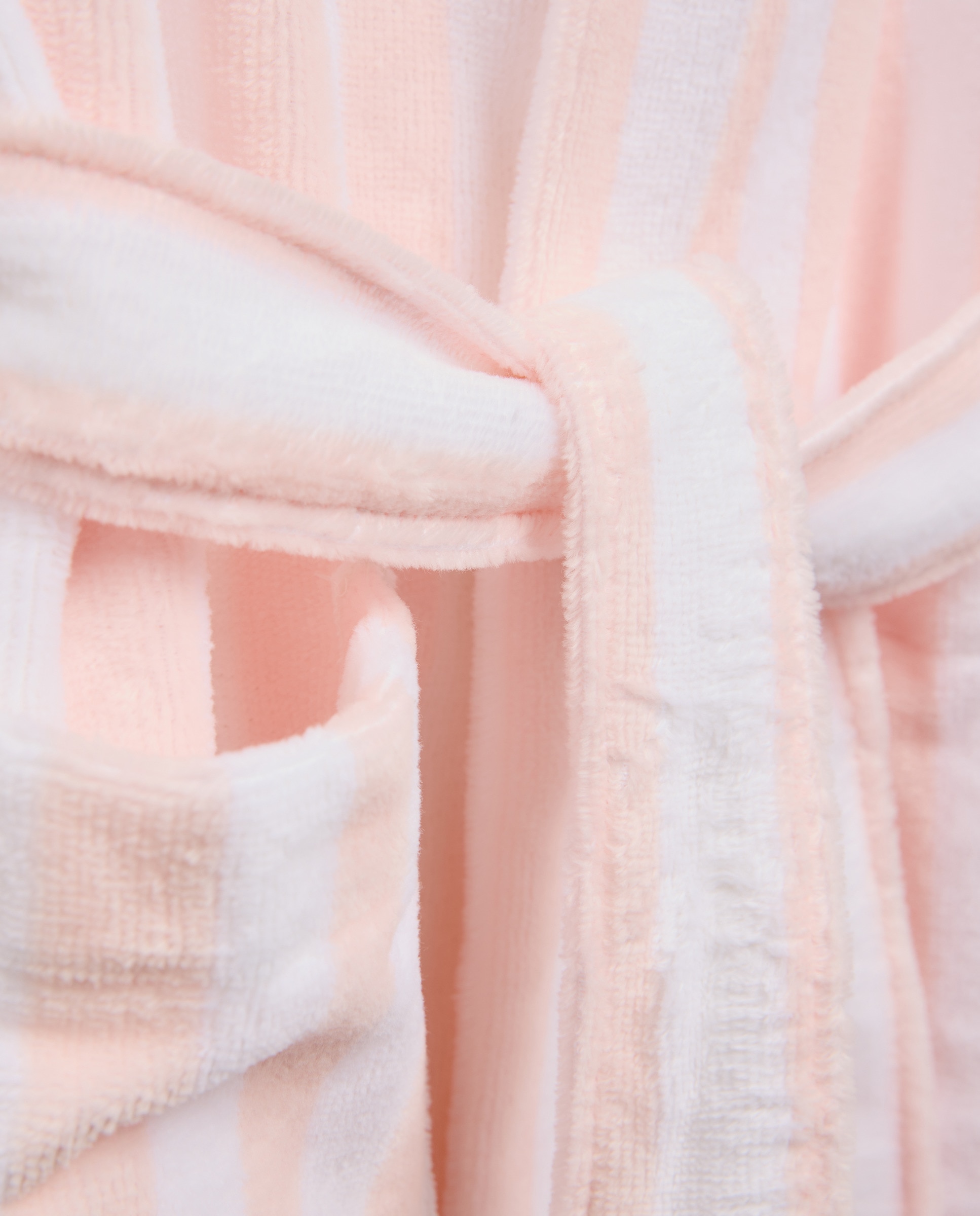 Roupão de Banho de Algodão às Riscas Rosa-6