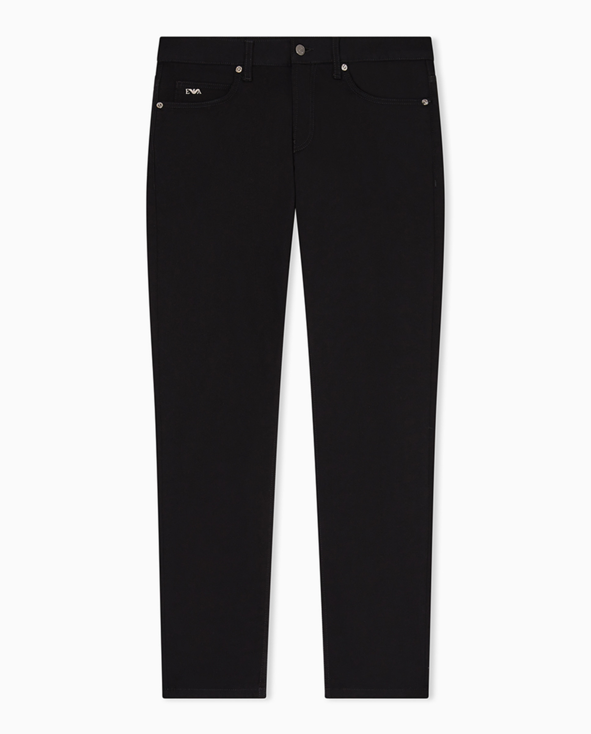 Calças de Cinco Bolsos Regular Fit em Algodão Preto-4