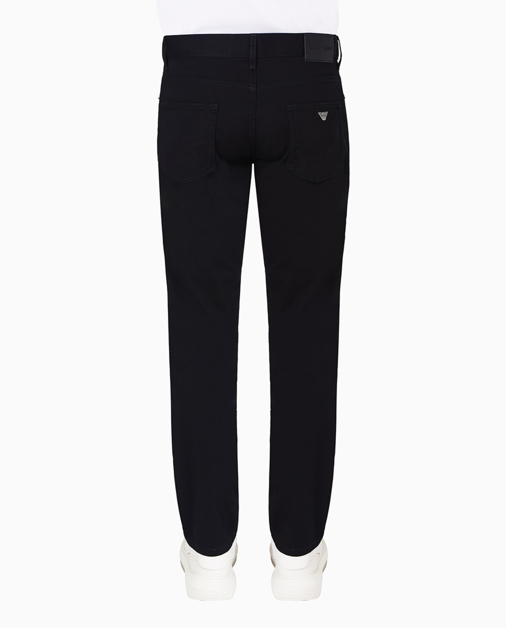 Calças de Cinco Bolsos Regular Fit em Algodão Preto-2