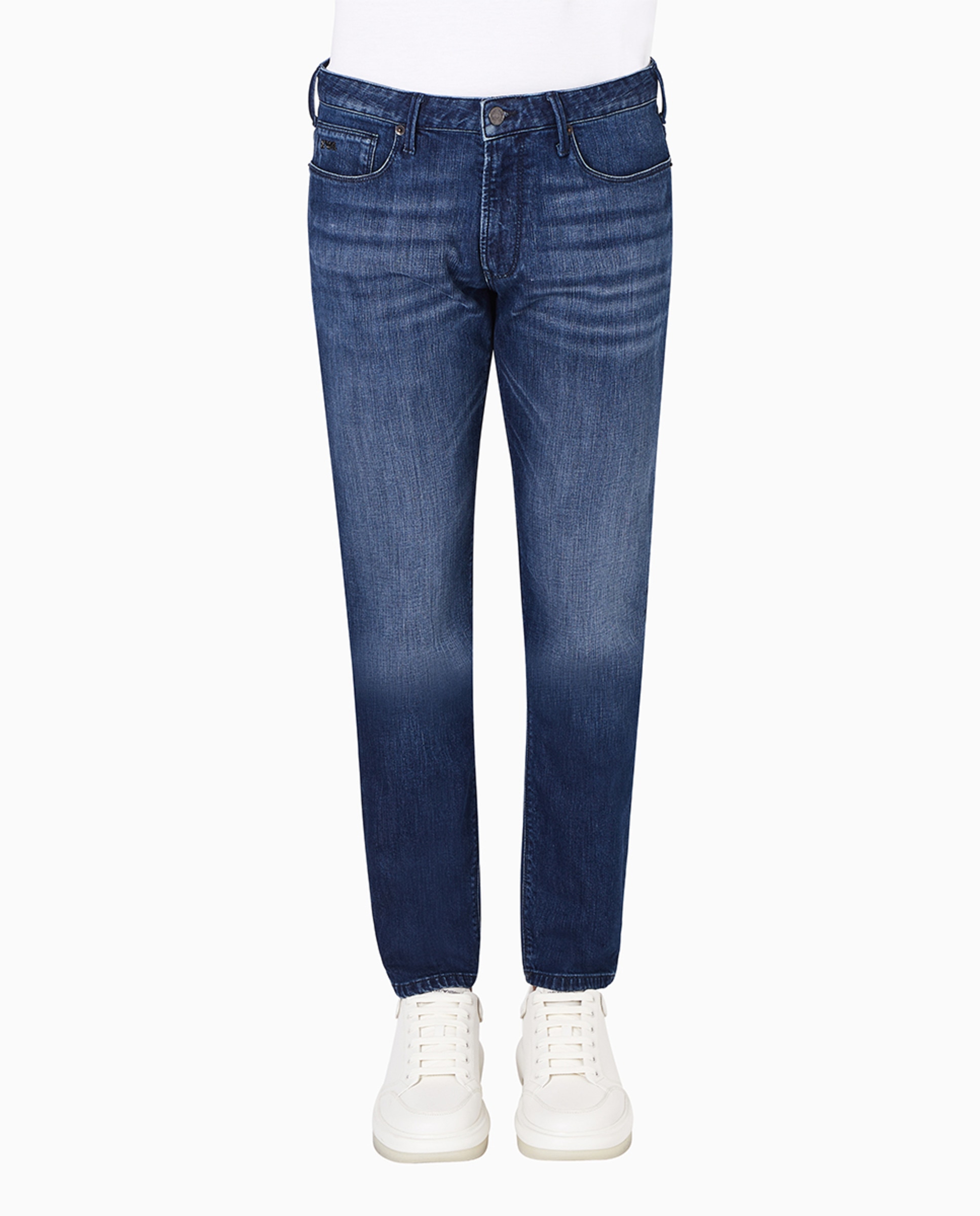 Jeans J06 Slim Fit com Lavagem e Riscas Azul-índigo-3